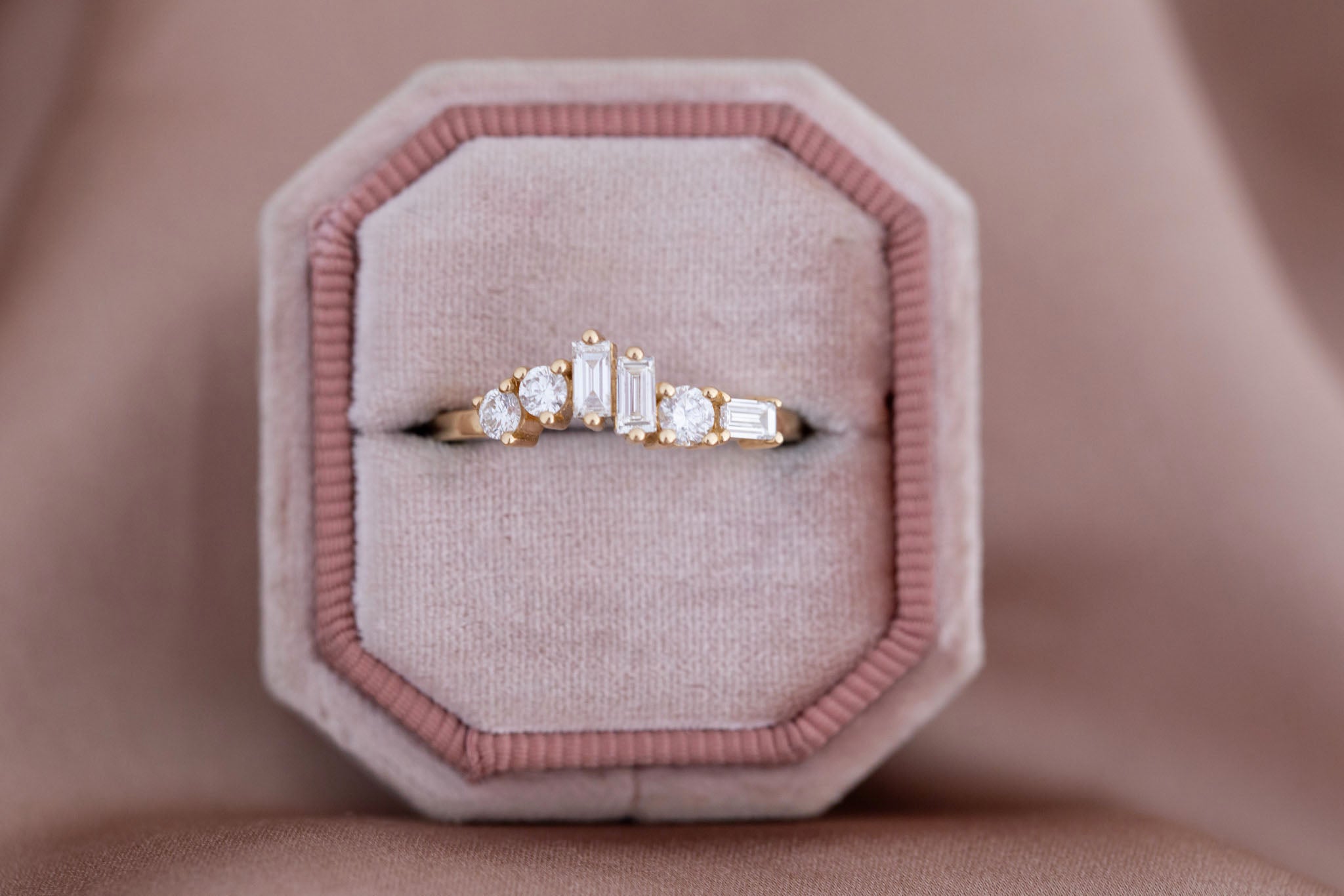 Rian Ring | Lab Diamond Baguette and Round Wave Engagement Ring | 14k Recycled Gold
