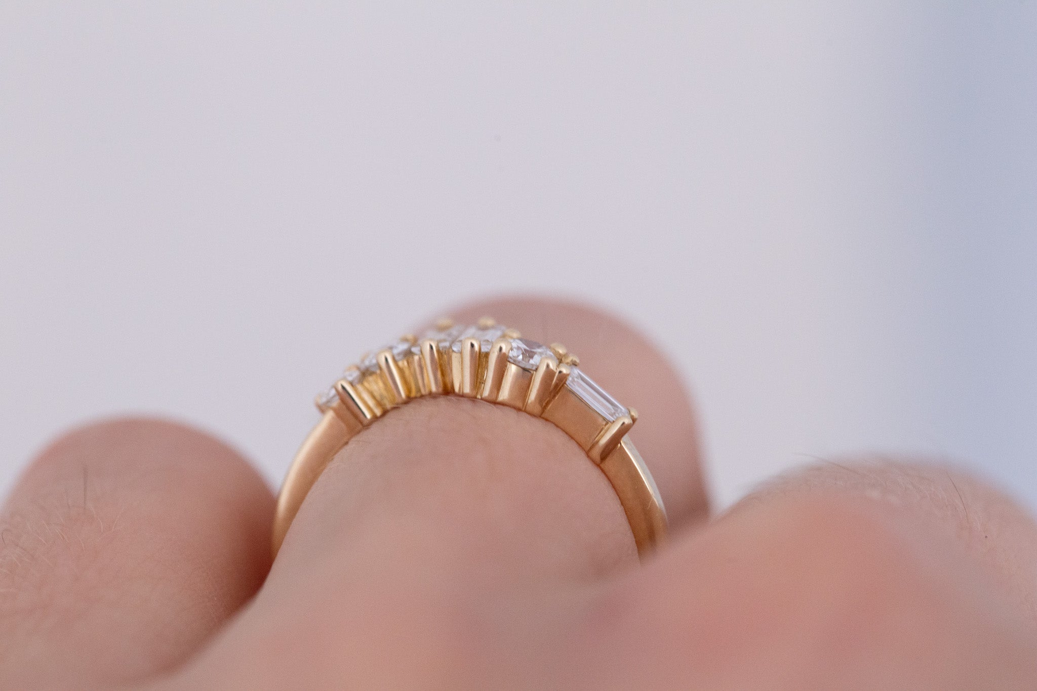 Rian Ring | Lab Diamond Baguette and Round Wave Engagement Ring | 14k Recycled Gold