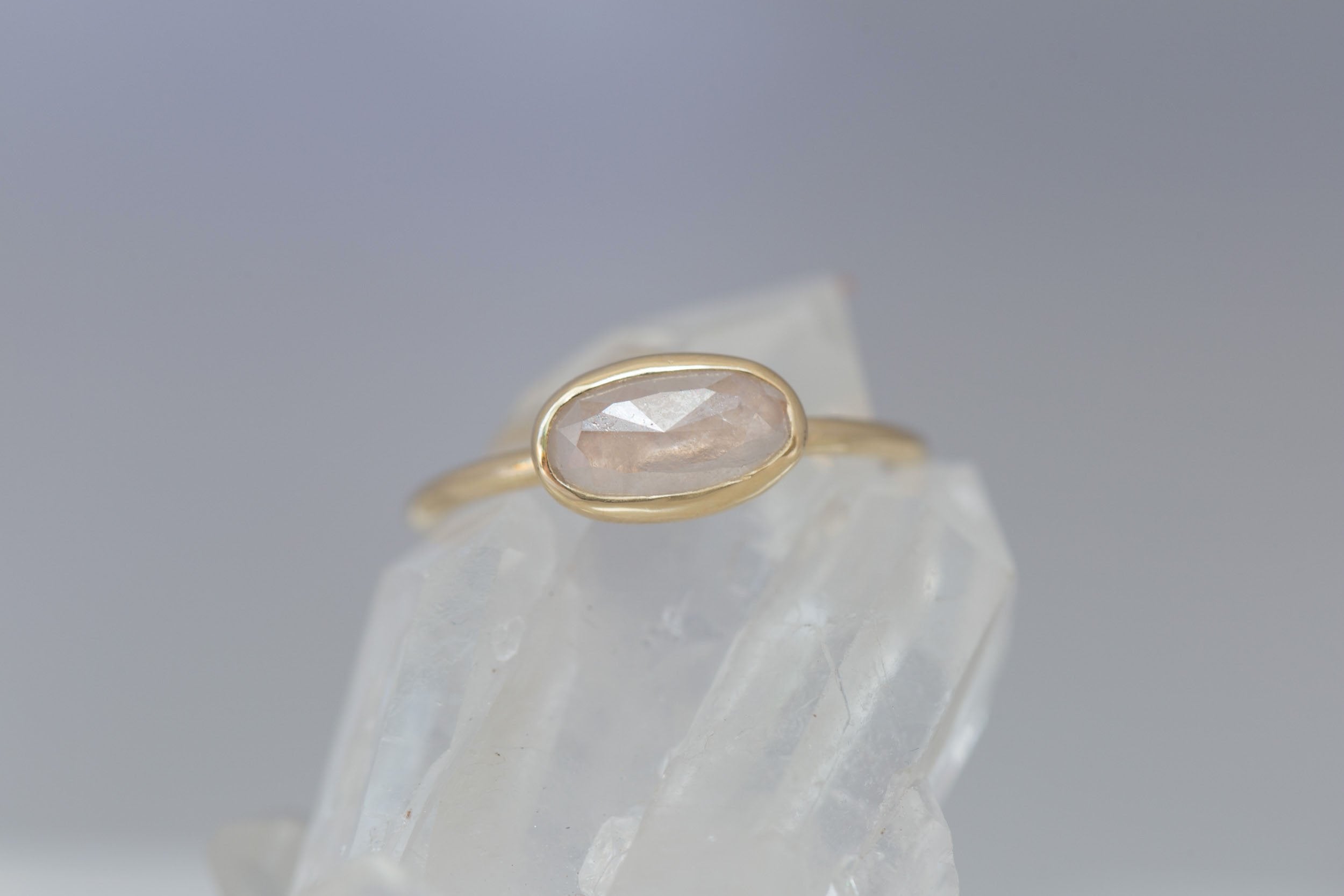 Icy Rustic Diamond Ring 0.93 ct | 14k Recycled Gold | One of a Kind