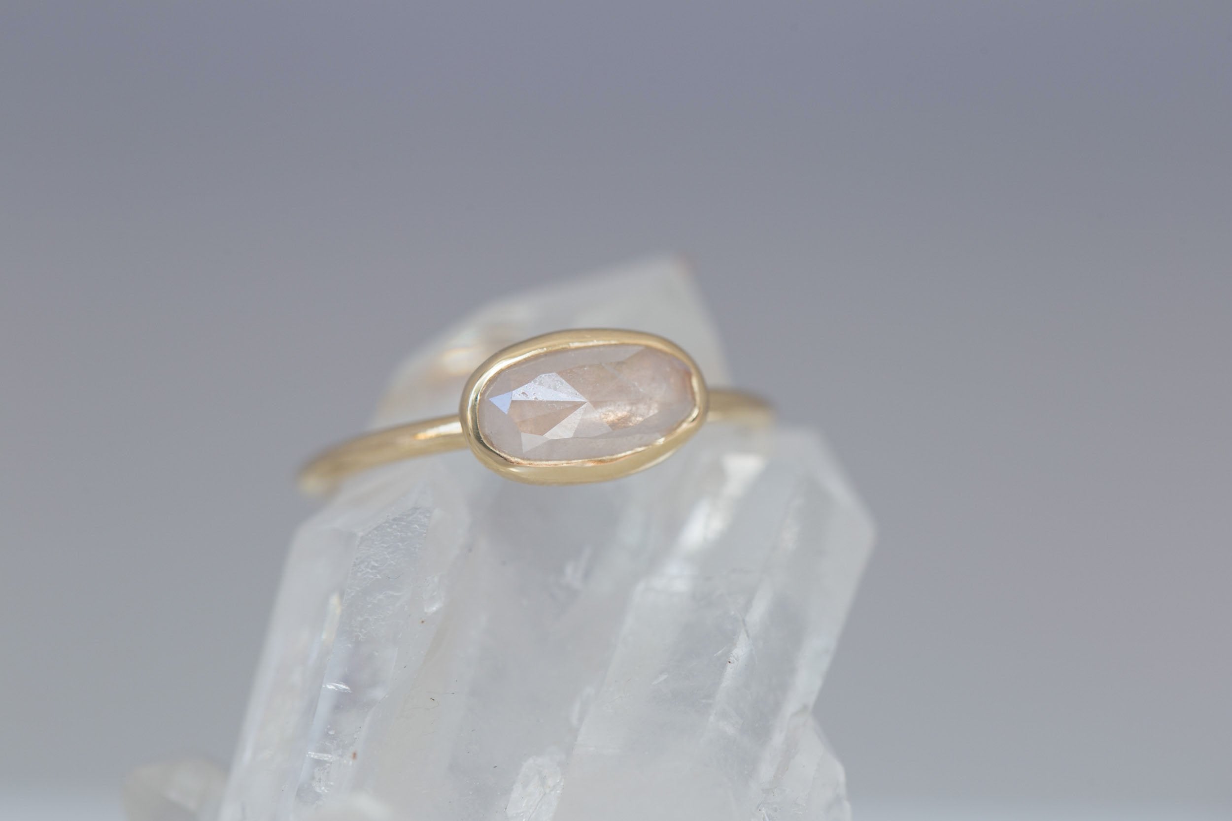 Icy Rustic Diamond Ring 0.93 ct | 14k Recycled Gold | One of a Kind