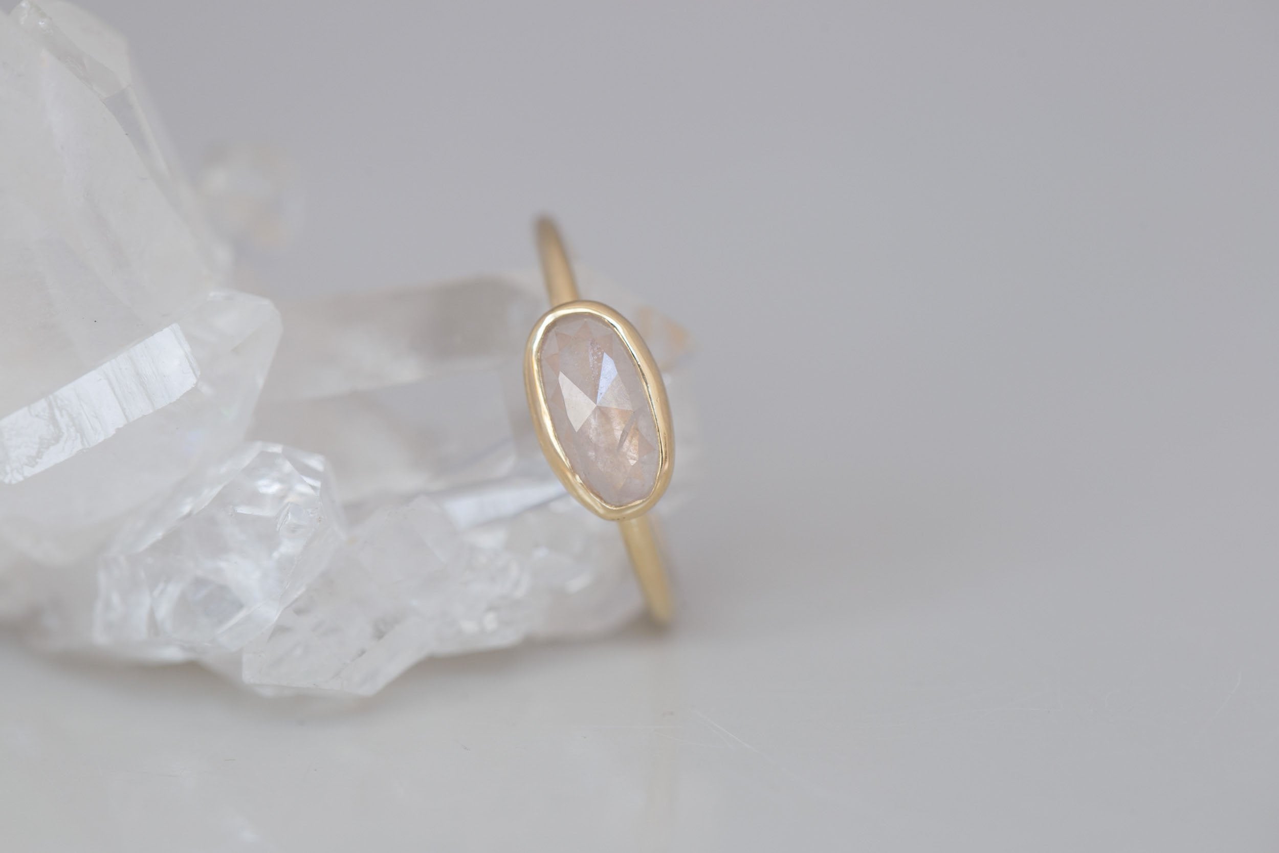 Icy Rustic Diamond Ring 0.93 ct | 14k Recycled Gold | One of a Kind