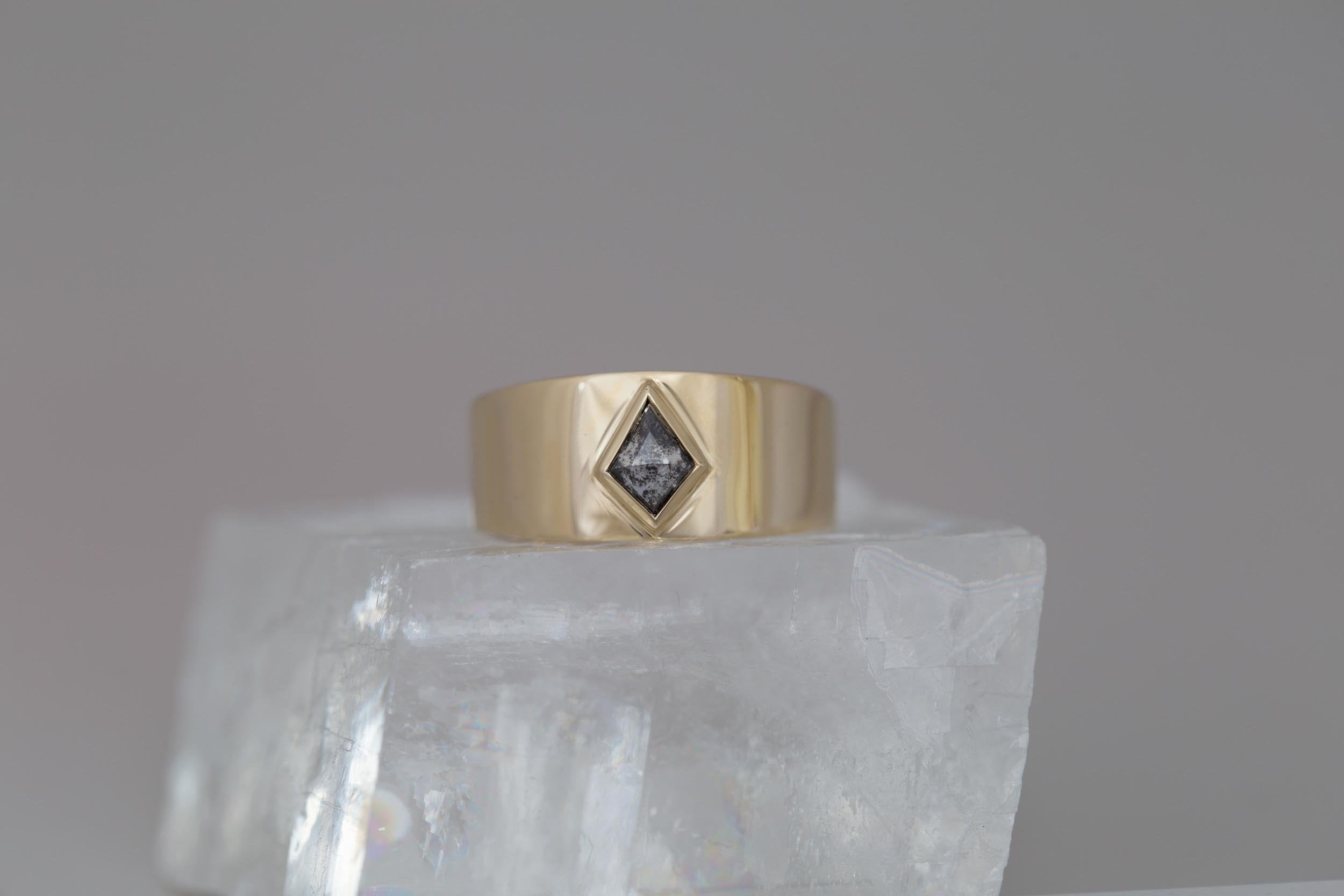 Salt and Pepper Kite Wide Band 0.54 ct | 14k Recycled Gold | One of a Kind