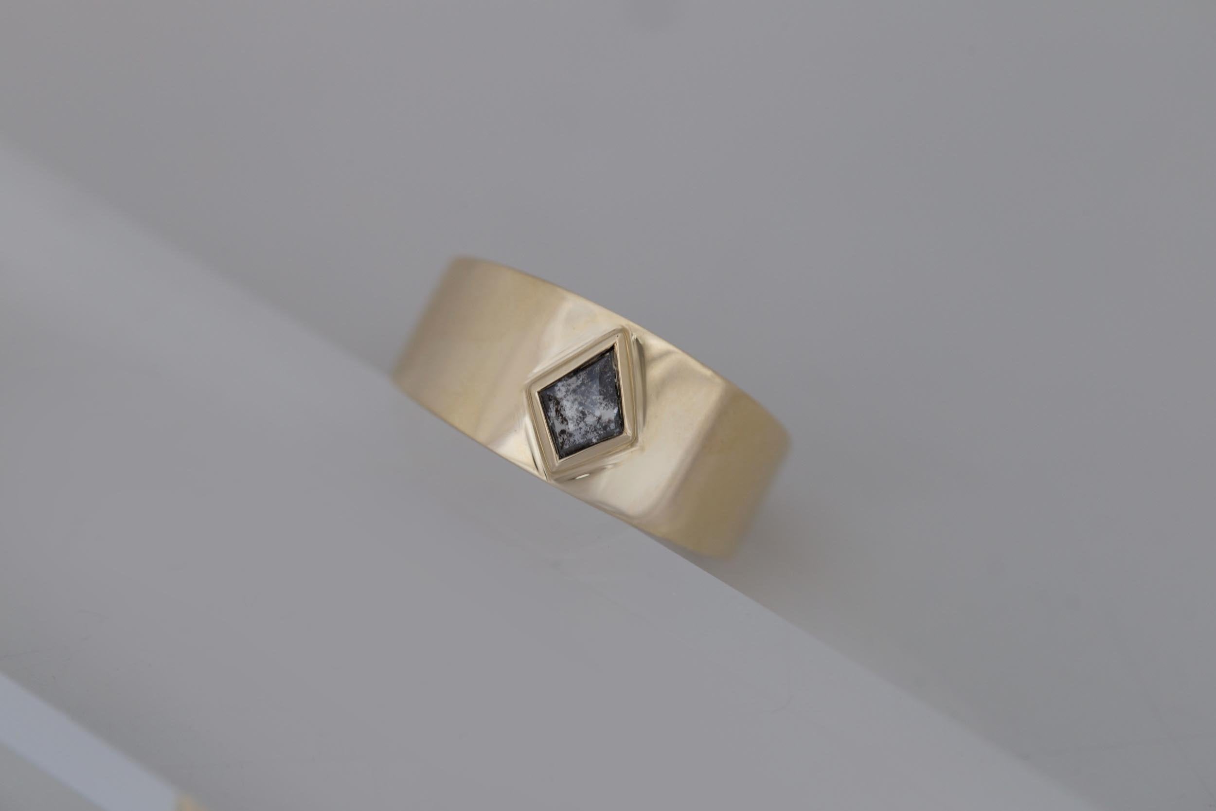Salt and Pepper Kite Wide Band 0.54 ct | 14k Recycled Gold | One of a Kind