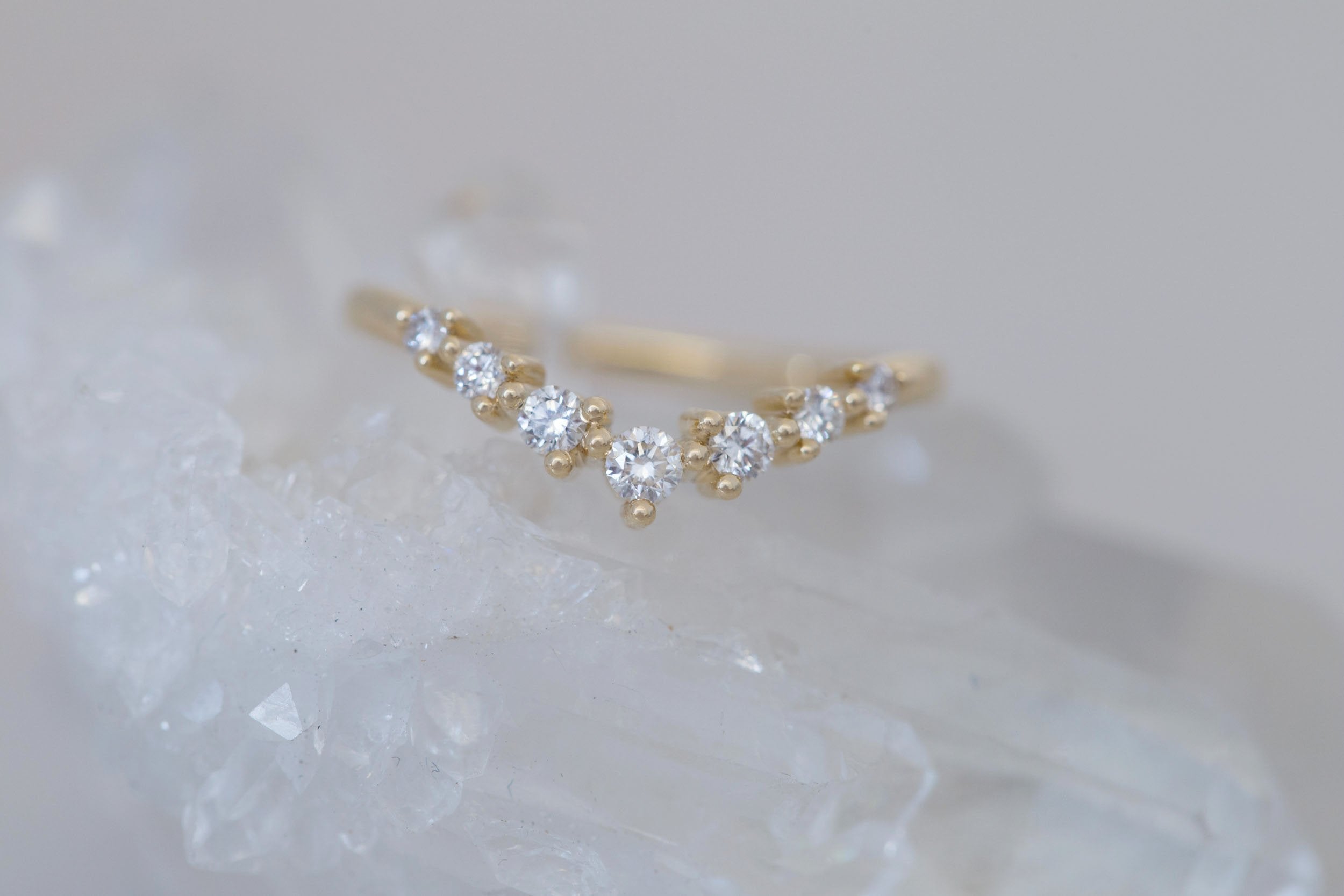 Shallow Diamond Contour V Band | 14k Recycled Gold