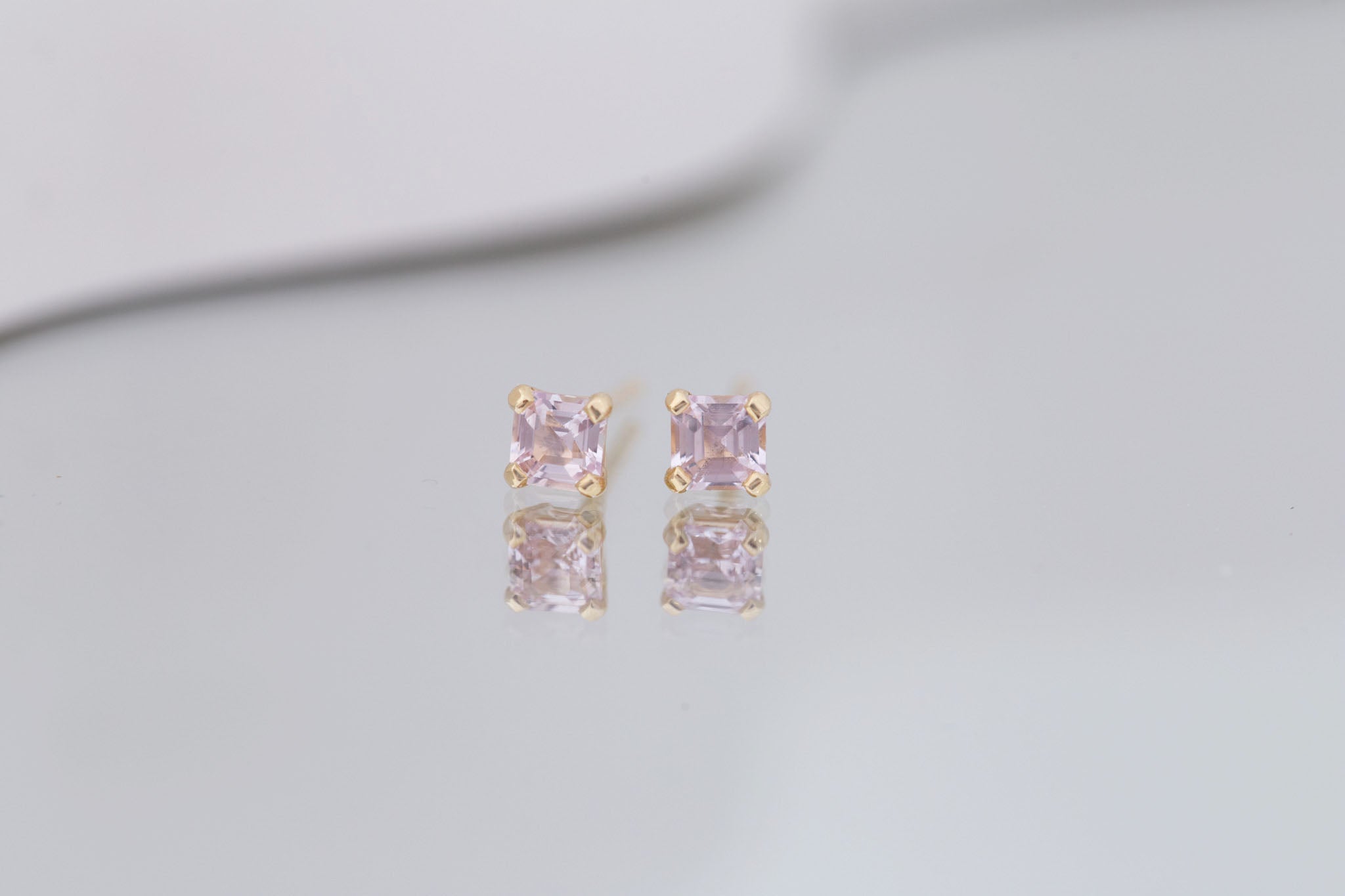 3.5 mm Asscher Cut Spinel Earrings | 14k Recycled Gold
