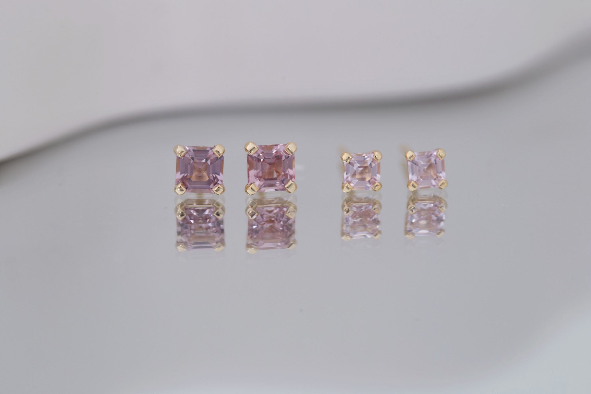 3.5 mm Asscher Cut Spinel Earrings | 14k Recycled Gold