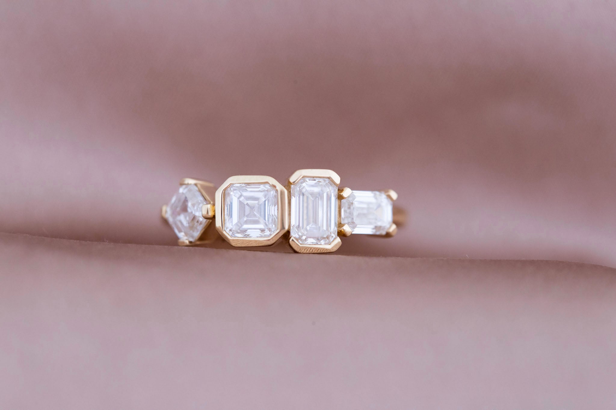 Linden Ring | Lab Diamond Step Cut Engagement Ring | 14k Recycled Gold