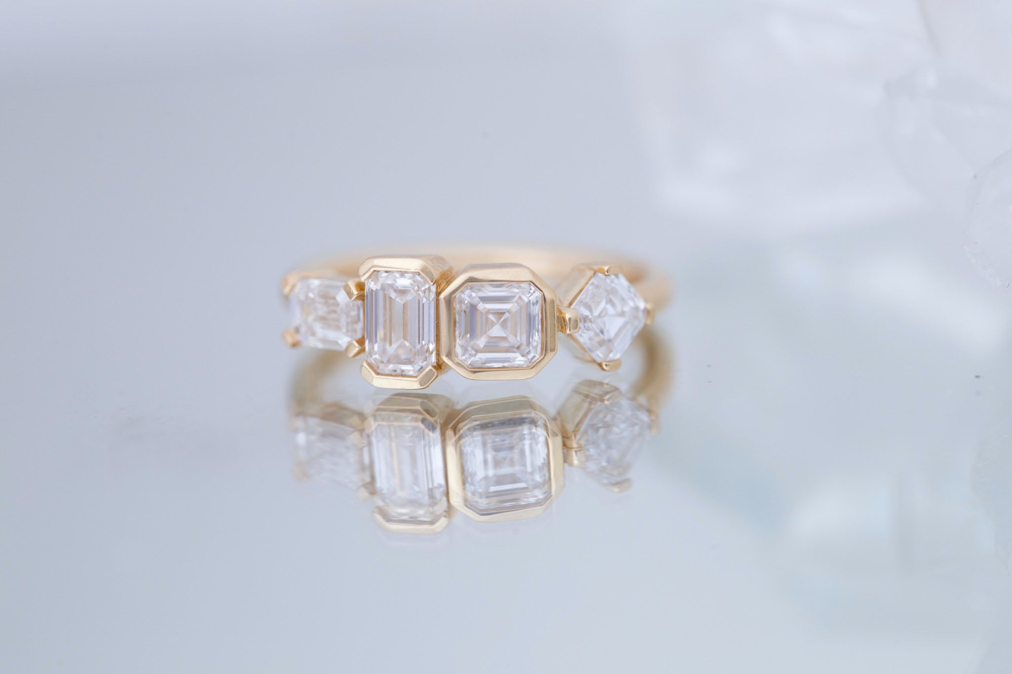 Linden Ring | Lab Diamond Step Cut Engagement Ring | 14k Recycled Gold