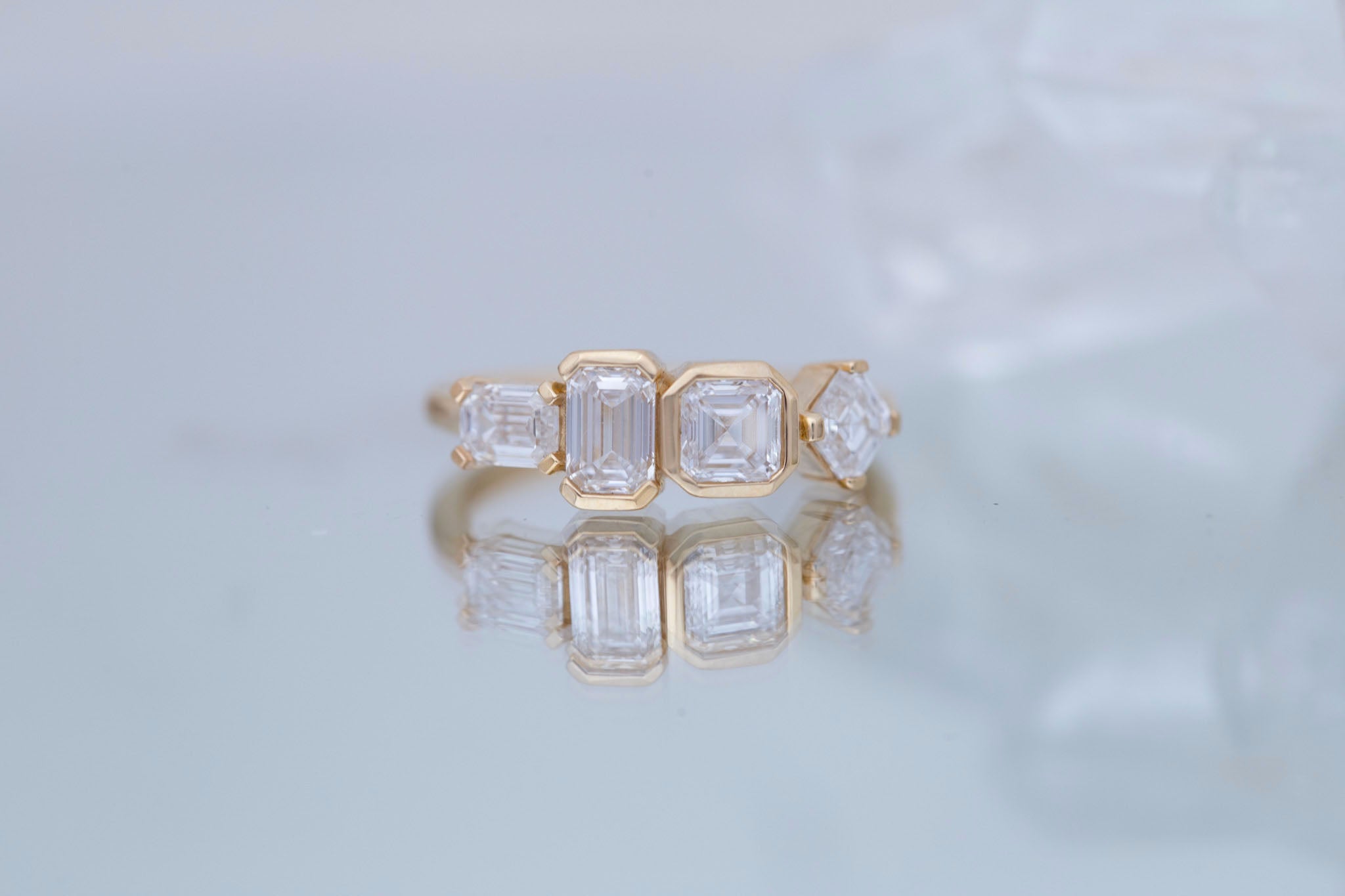 Linden Ring | Lab Diamond Step Cut Engagement Ring | 14k Recycled Gold