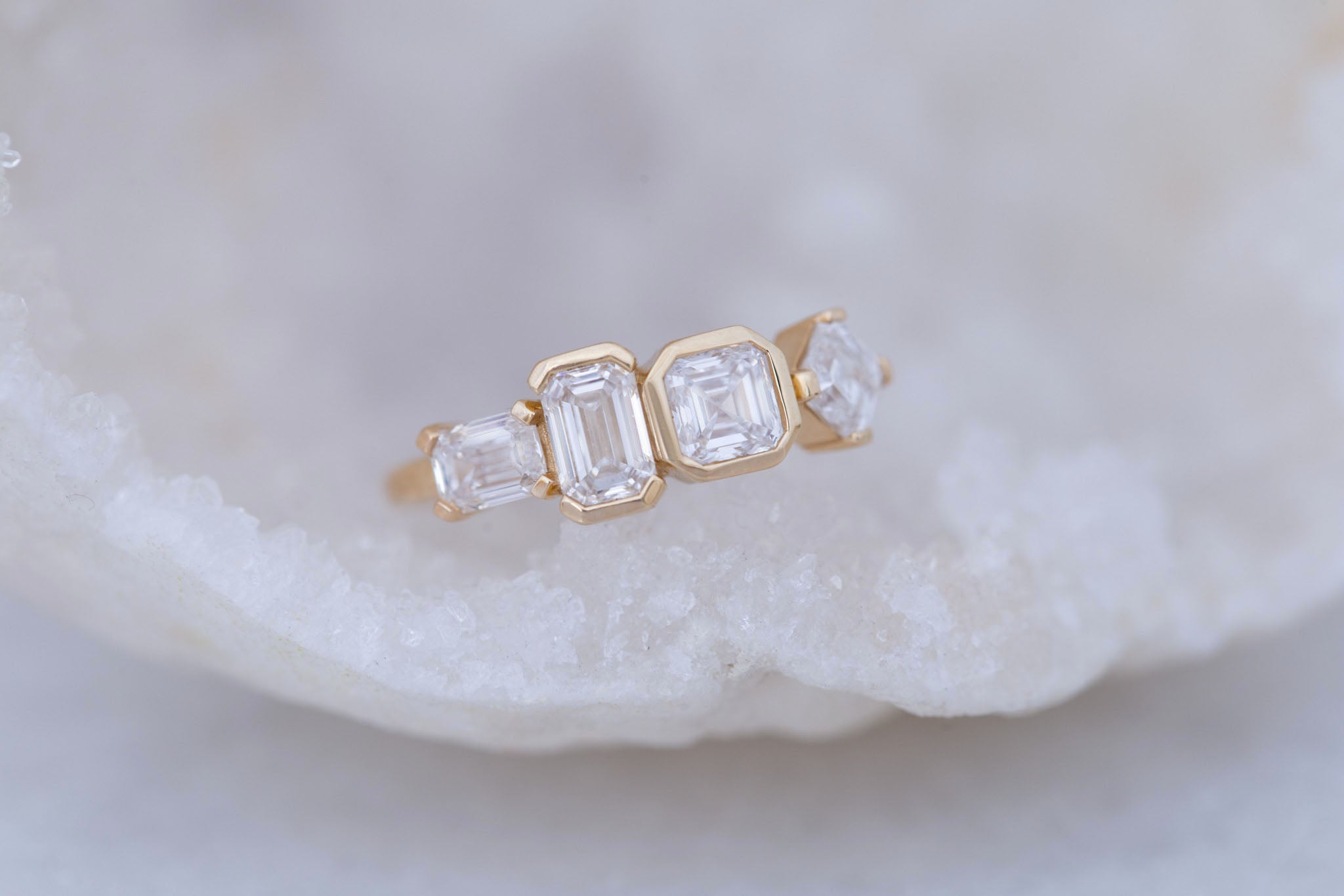 Linden Ring | Lab Diamond Step Cut Engagement Ring | 14k Recycled Gold