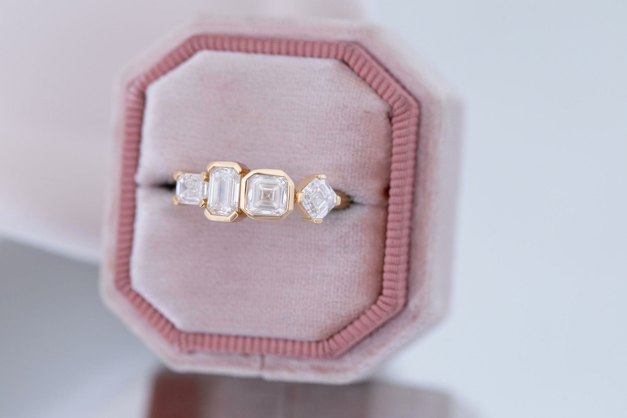 Linden Ring | Lab Diamond Step Cut Engagement Ring | 14k Recycled Gold