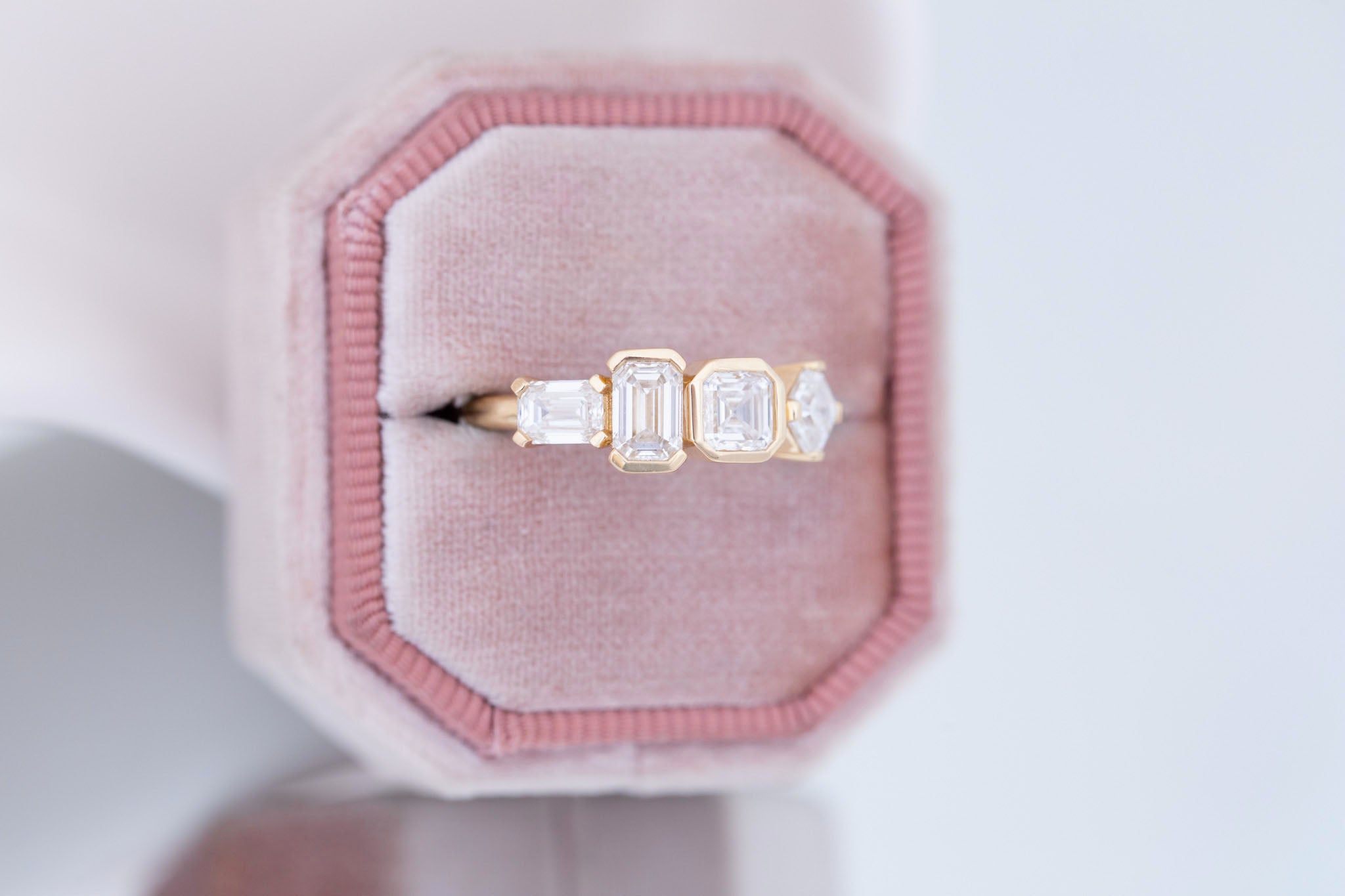 Linden Ring | Lab Diamond Step Cut Engagement Ring | 14k Recycled Gold