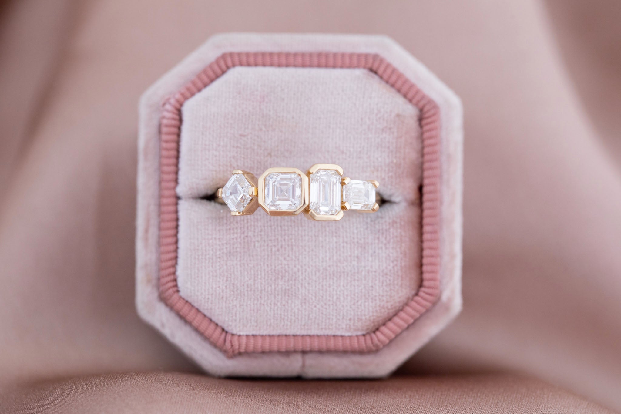 Linden Ring | Lab Diamond Step Cut Engagement Ring | 14k Recycled Gold