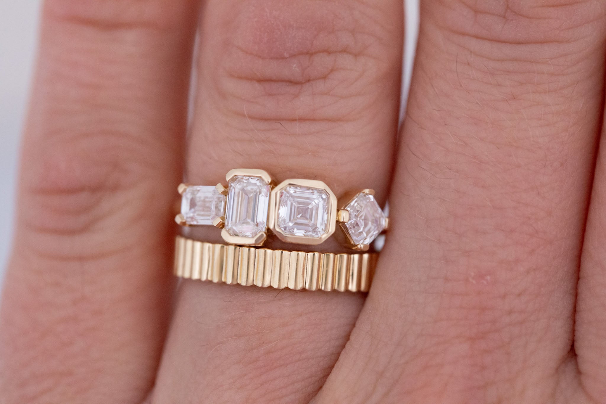 Linden Ring | Lab Diamond Step Cut Engagement Ring | 14k Recycled Gold