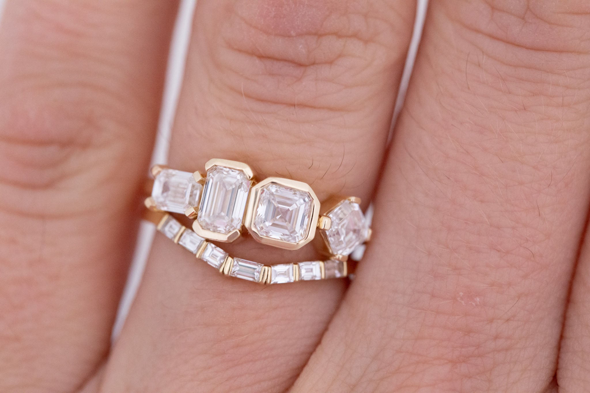 Linden Ring | Lab Diamond Step Cut Engagement Ring | 14k Recycled Gold