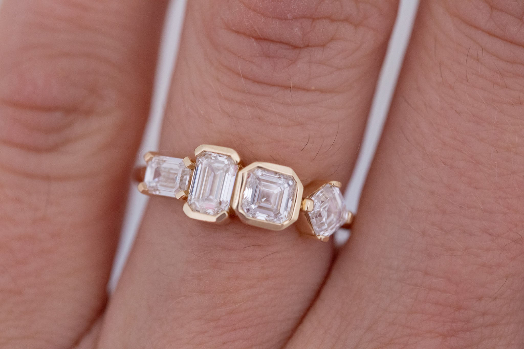 Linden Ring | Lab Diamond Step Cut Engagement Ring | 14k Recycled Gold