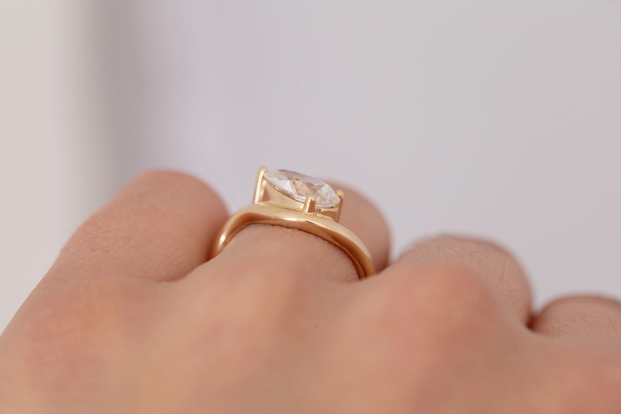 Townes Ring | Lab Pear Cut Diamond Solitaire Curved Band Engagement Ring + Wedding Band Set 1.63 ct | 14k Recycled Gold | One of a Kind