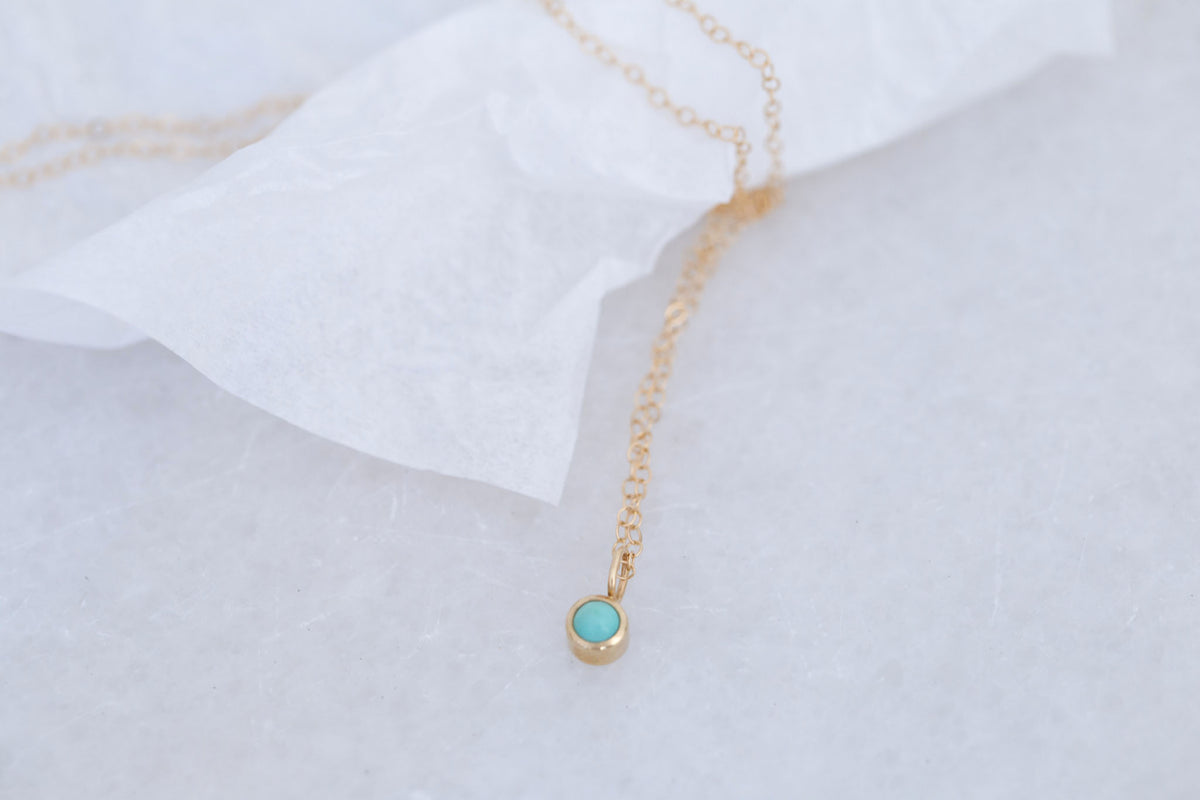 4.25 mm Turquoise Necklace | 14k Recycled Gold | One of a kind