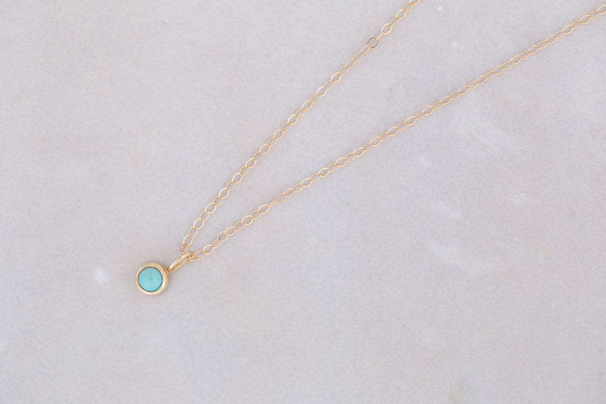 4.25 mm Turquoise Necklace | 14k Recycled Gold | One of a kind