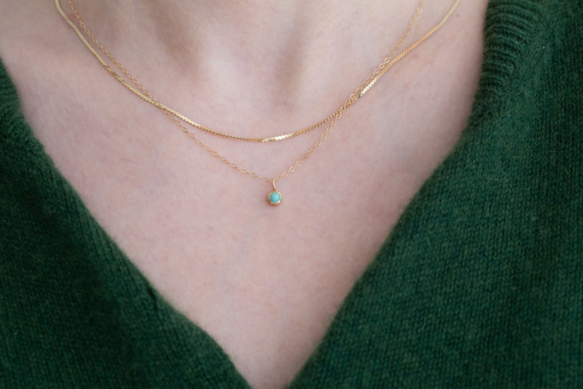 4.25 mm Turquoise Necklace | 14k Recycled Gold | One of a kind