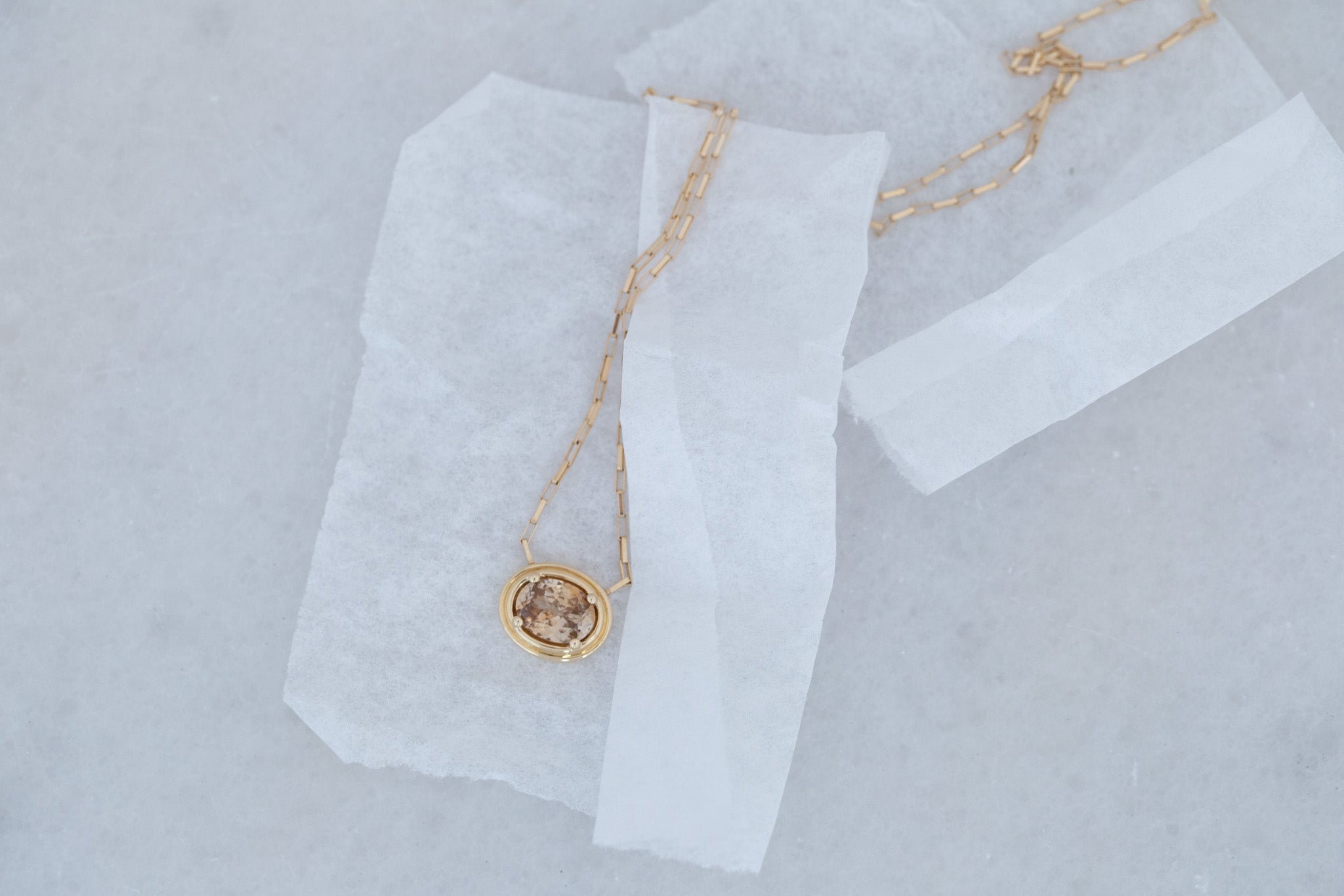 Perth Necklace | Cognac Zircon 2.67 ct | 14k Yellow Gold | One of a Kind