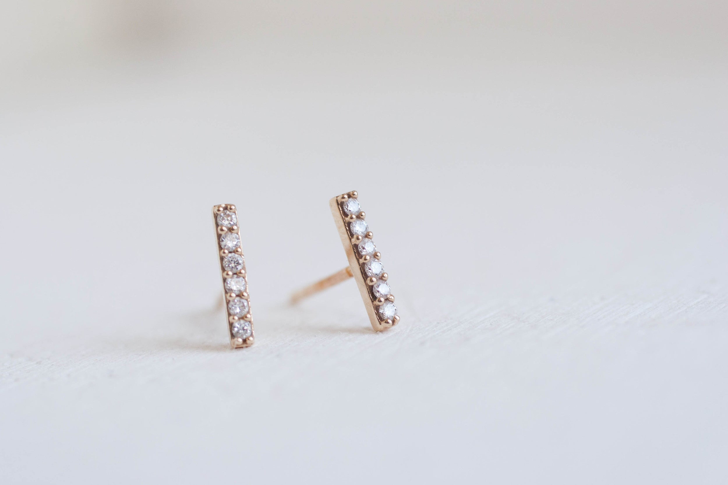 Pavé Diamond Bar Earrings | 14k Recycled Gold