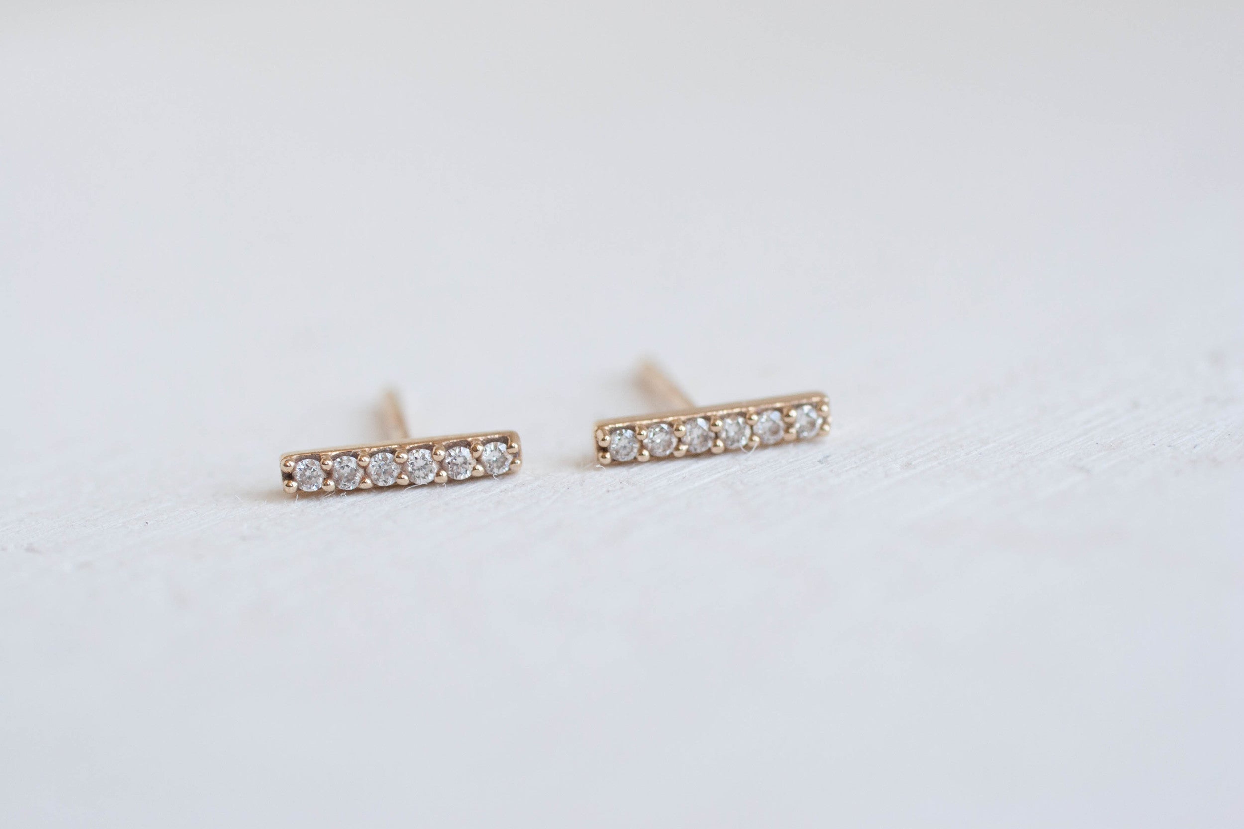 Pavé Diamond Bar Earrings | 14k Recycled Gold