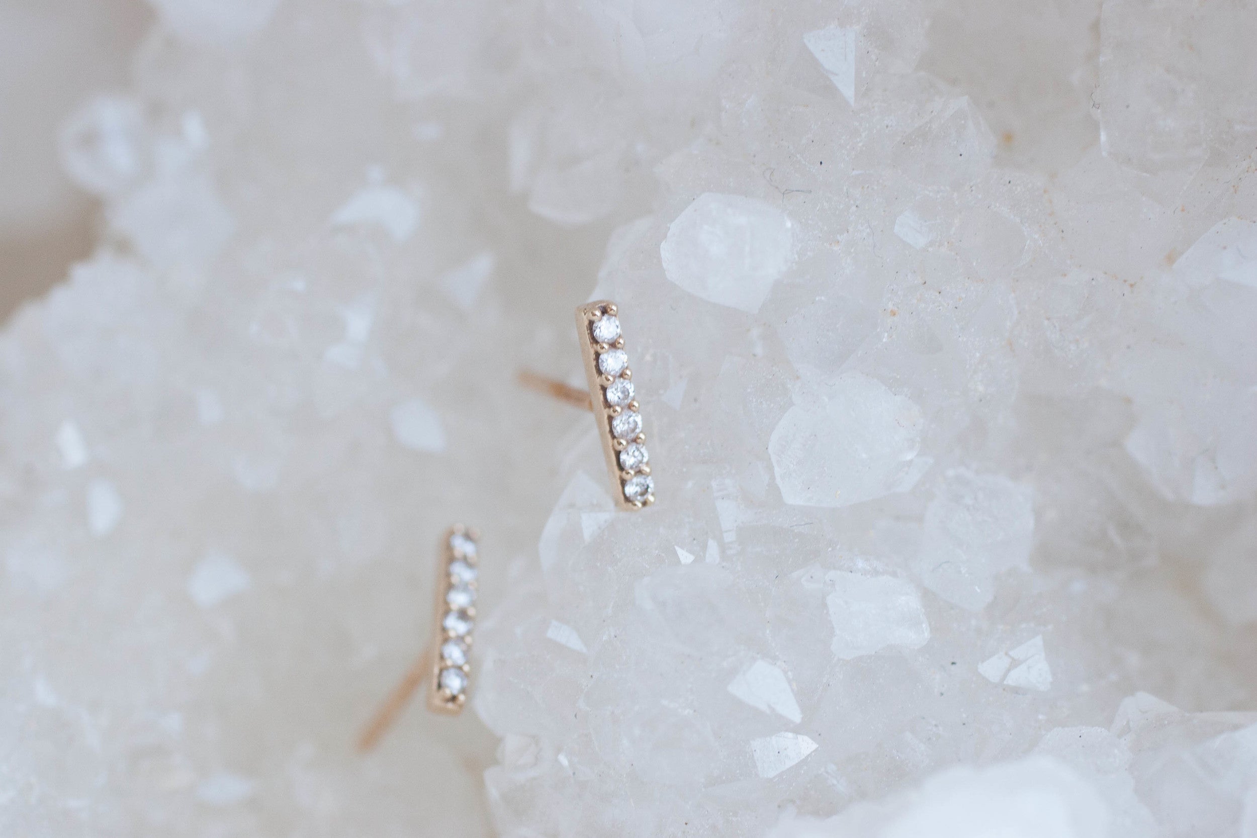 Pavé Diamond Bar Earrings | 14k Recycled Gold