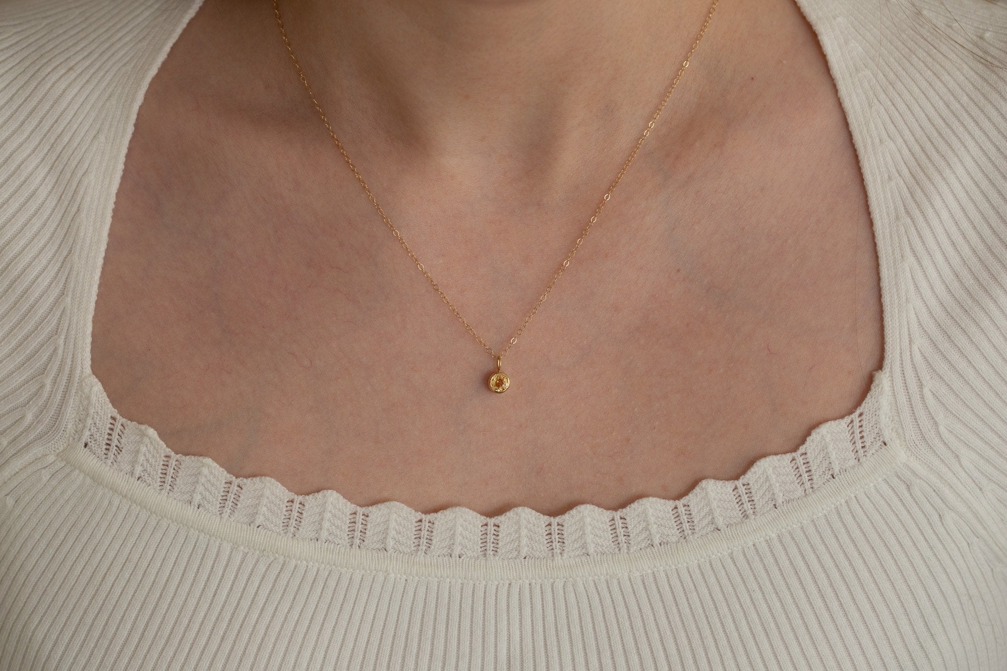 5.5 mm Apricot Sapphire Necklace 0.66 ct | 14k Recycled Gold | One of a kind