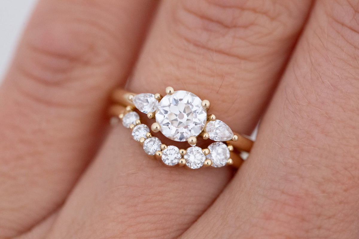 Iris Ring | Lab Diamond + Pear Diamond Accent Engagement Ring 1.05 ct | 14k Recycled Gold | One of a Kind
