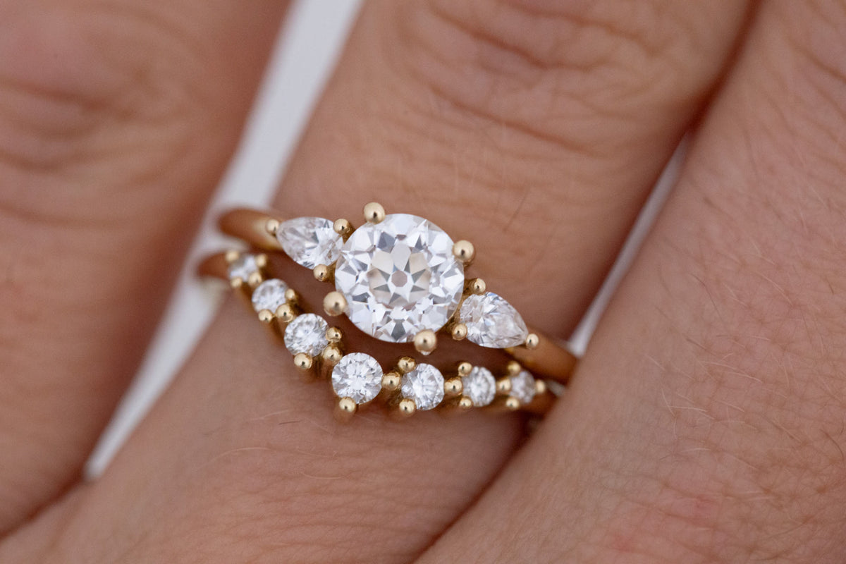 Iris Ring | Lab Diamond + Pear Diamond Accent Engagement Ring 1.05 ct | 14k Recycled Gold | One of a Kind