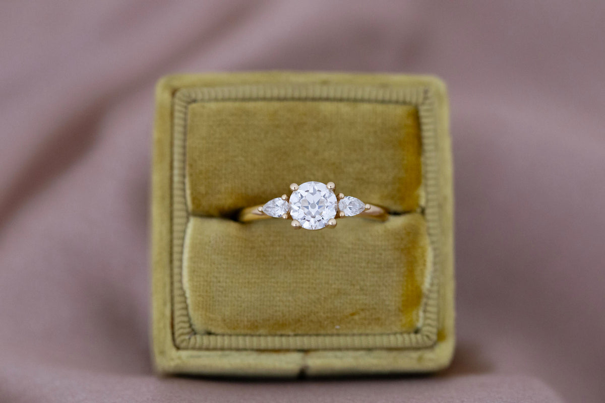 Iris Ring | Lab Diamond + Pear Diamond Accent Engagement Ring 1.05 ct | 14k Recycled Gold | One of a Kind