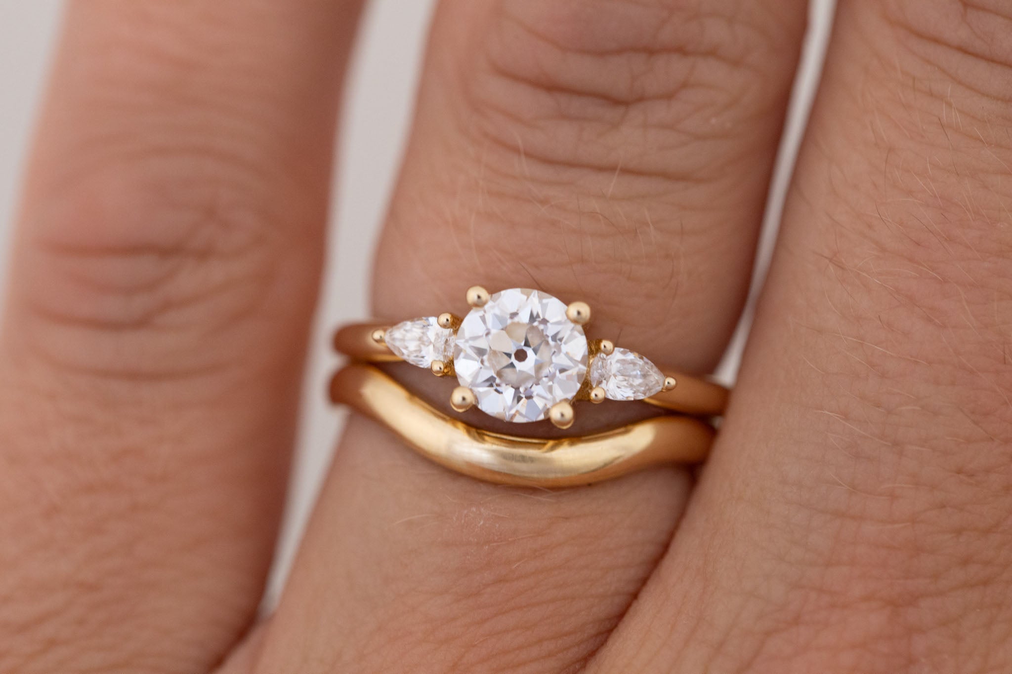 Iris Ring | Lab Diamond + Pear Diamond Accent Engagement Ring 1.08 ct | 14k Recycled Gold | One of a Kind
