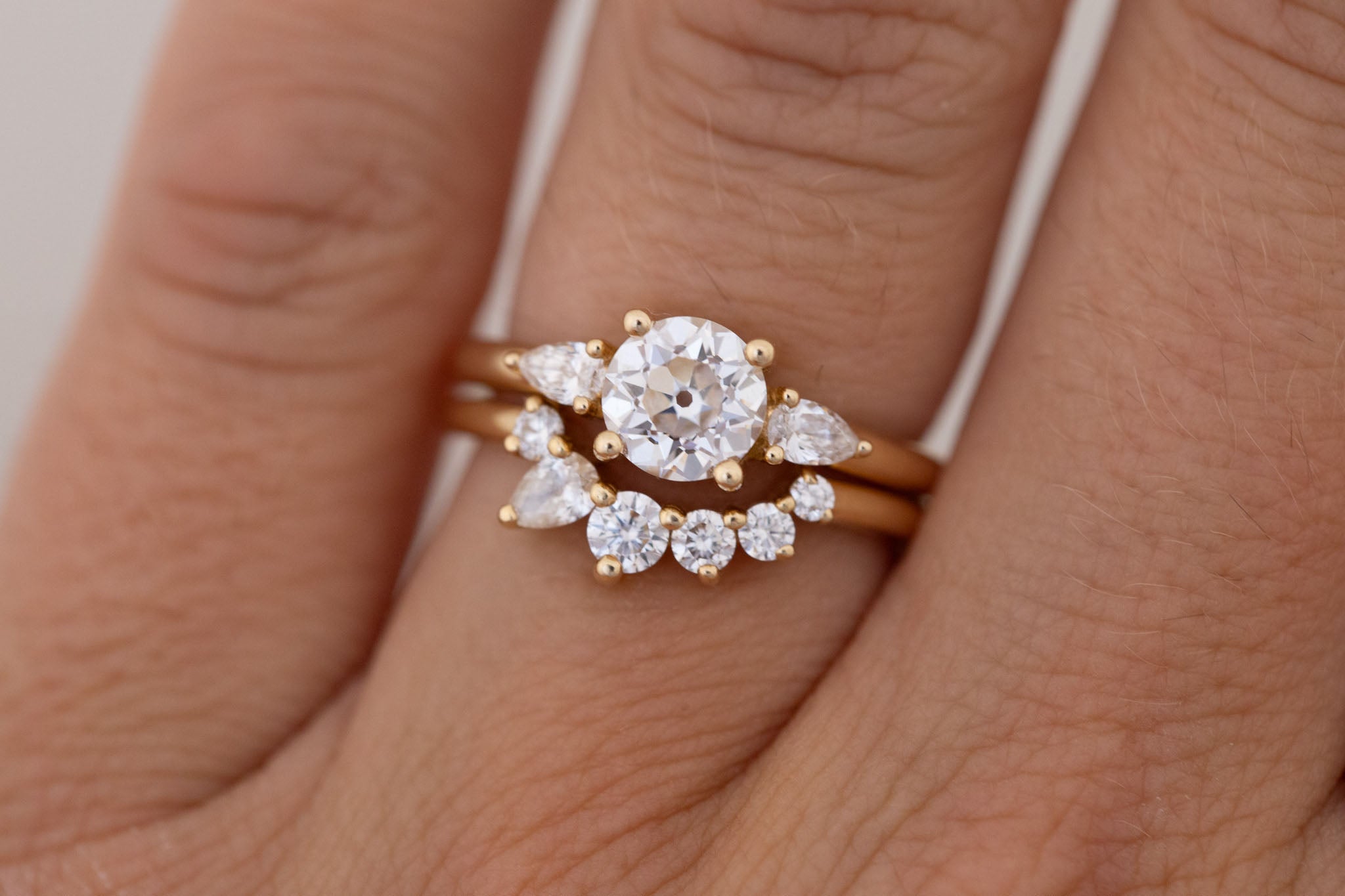 Iris Ring | Lab Diamond + Pear Diamond Accent Engagement Ring 1.08 ct | 14k Recycled Gold | One of a Kind
