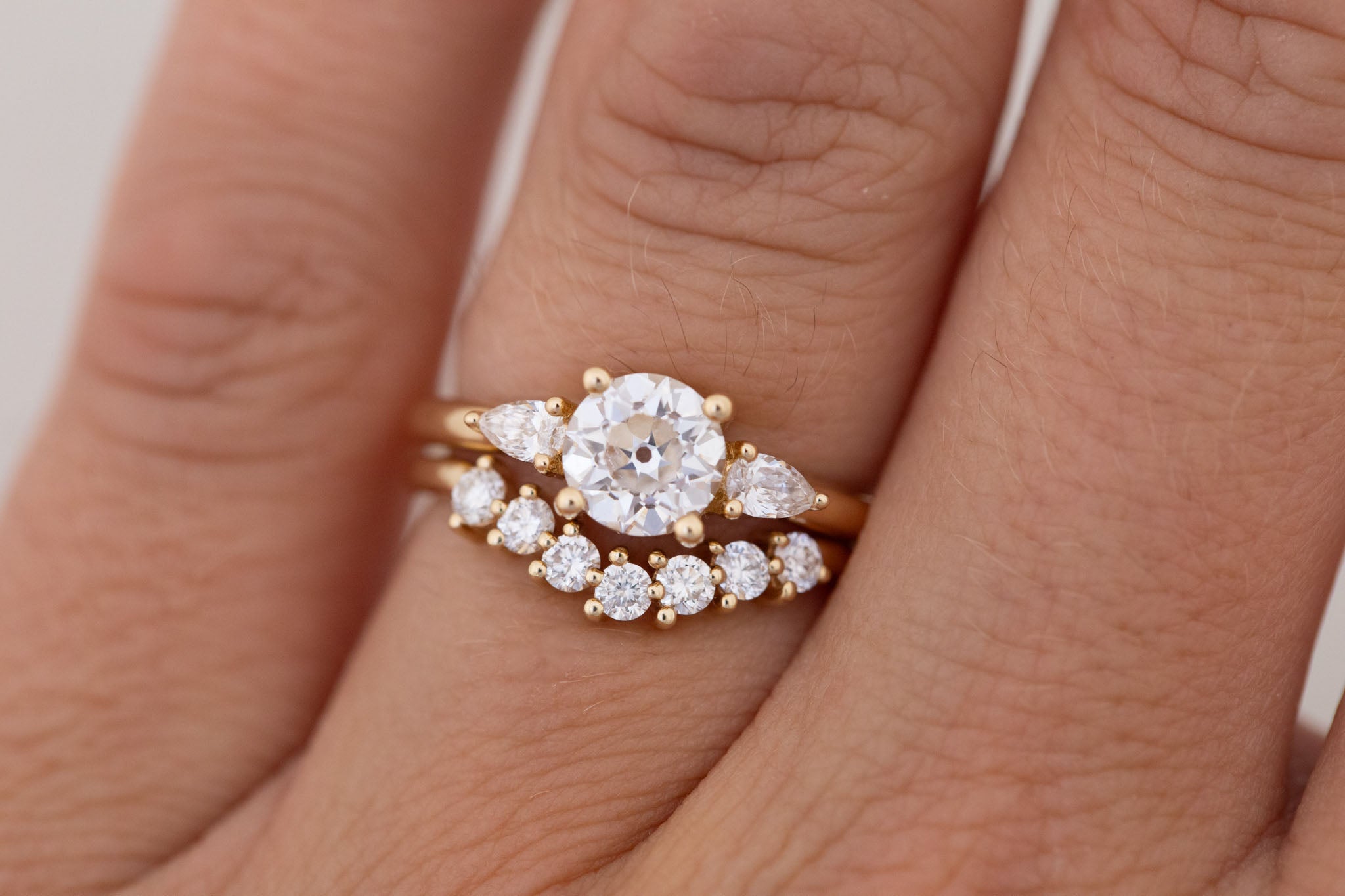 Iris Ring | Lab Diamond + Pear Diamond Accent Engagement Ring 1.08 ct | 14k Recycled Gold | One of a Kind