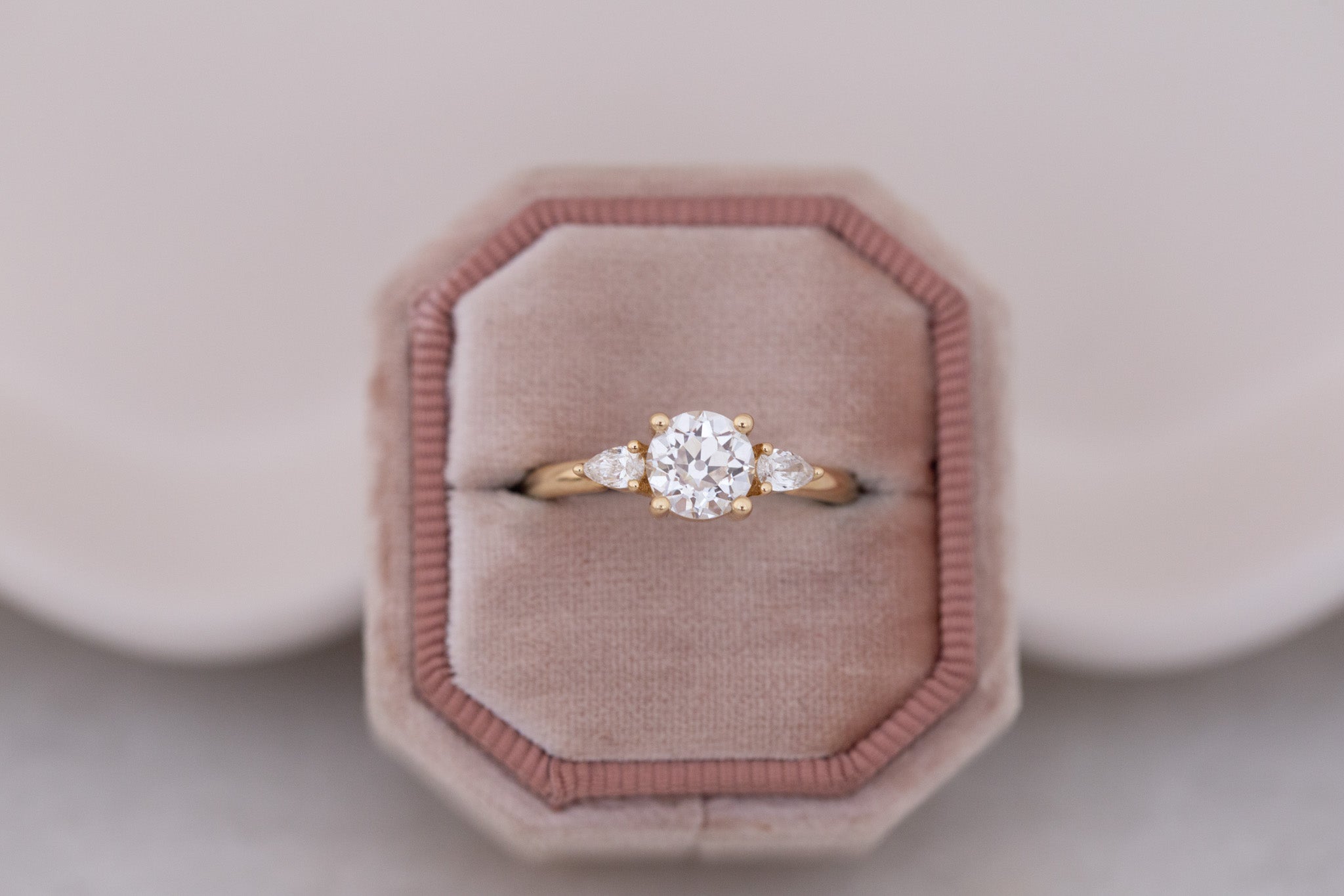 Iris Ring | Lab Diamond + Pear Diamond Accent Engagement Ring 1.08 ct | 14k Recycled Gold | One of a Kind