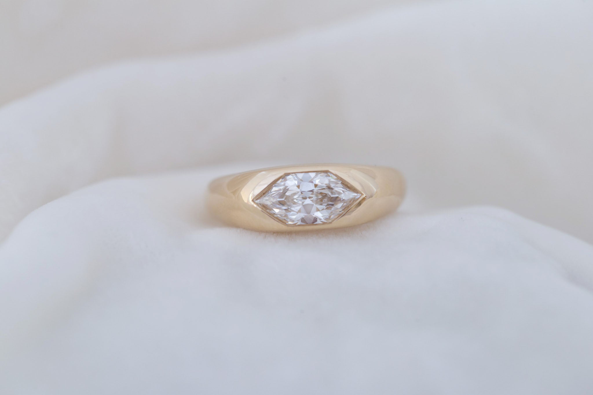 Lyric Ring | Lab Duchess Cut Dome Band Engagement Ring 1.53 ct | 14k Recycled Gold | One of a Kind