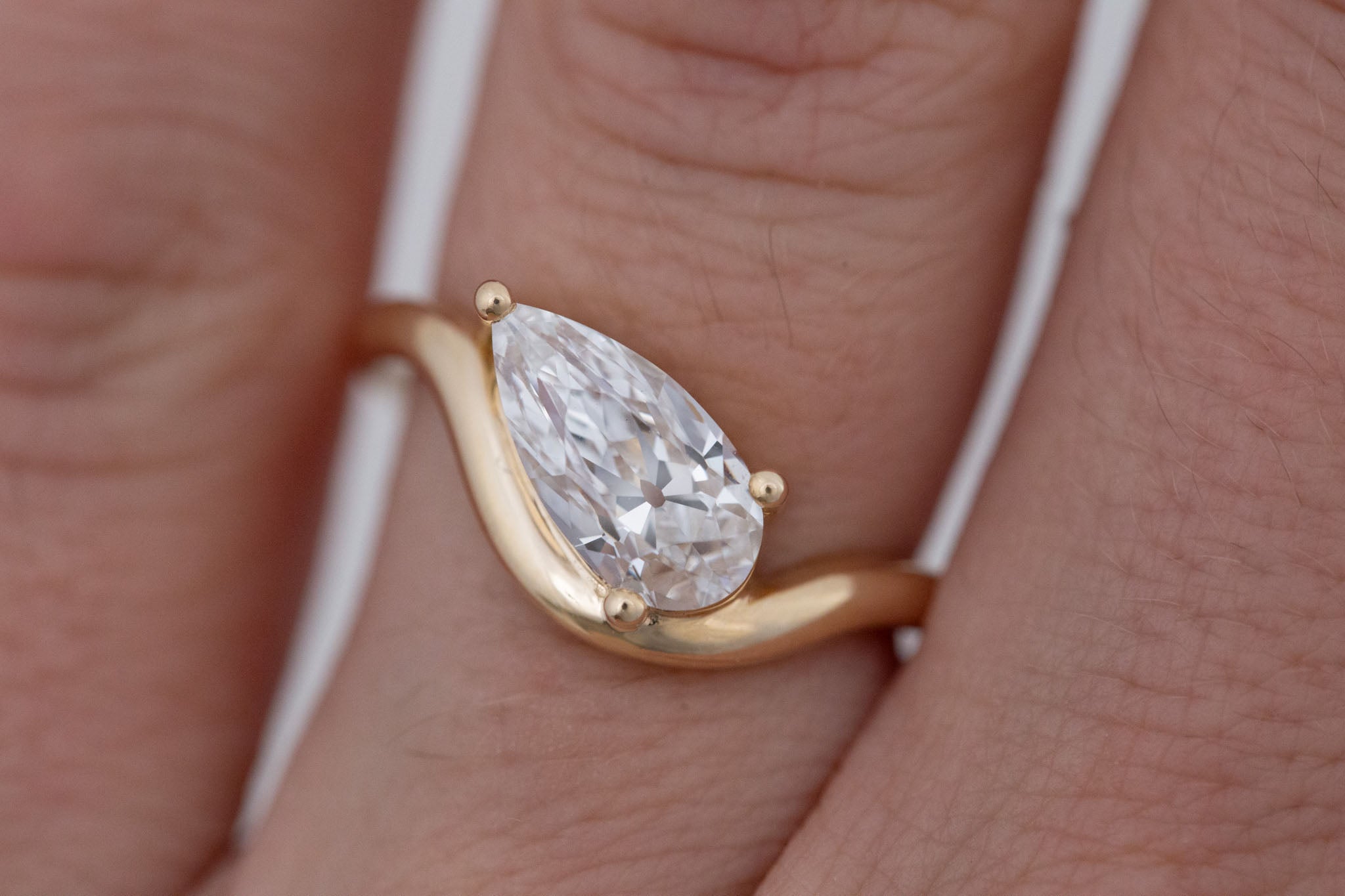 Townes Ring | Lab Pear Cut Diamond Solitaire Curved Band Engagement Ring + Wedding Band Set 1.64 ct | 14k Recycled Gold | One of a Kind