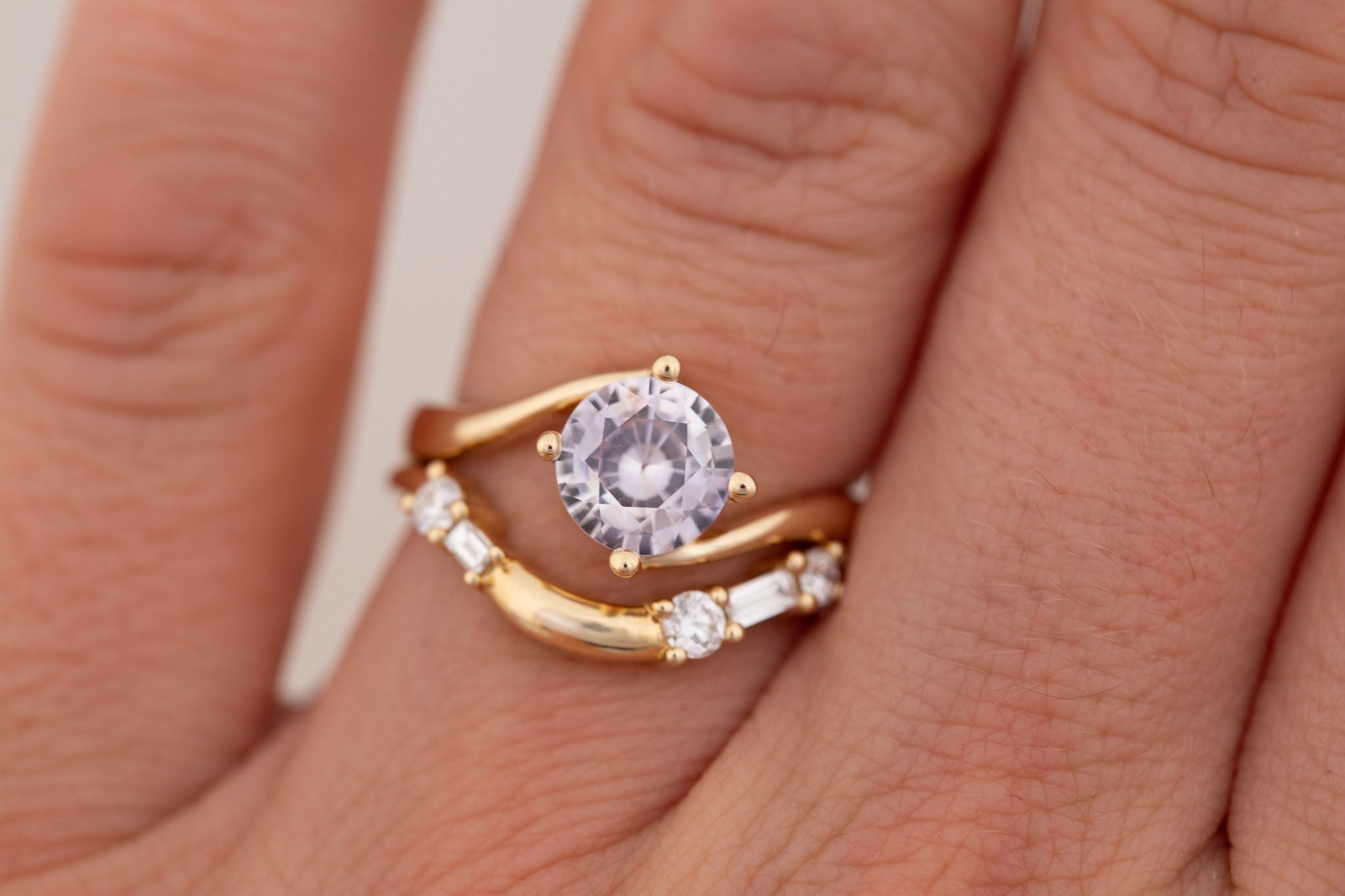 Marin Ring | Icy Lavender Sapphire Bypass Engagement Ring 1.72 ct | 14k Recycled Gold | One of a Kind