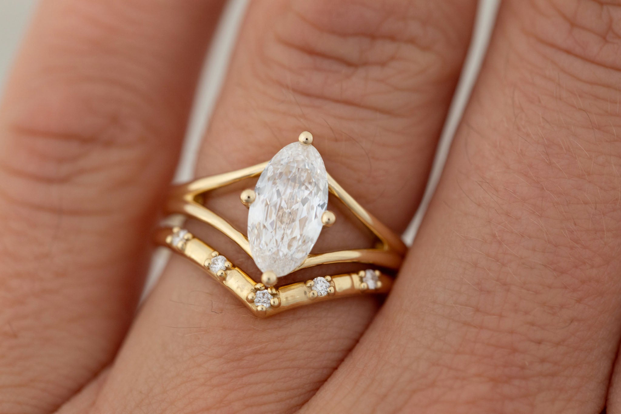 Merced Ring | Lab Moval Cut Split Shank Engagement Ring 1.73 ct | 14k Recycled Gold | One of a Kind