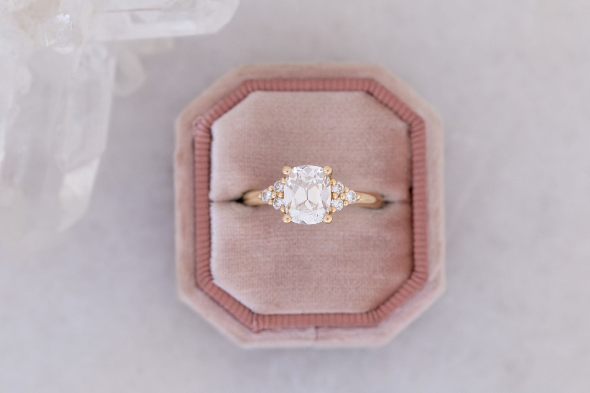 Verona Ring | Lab Antique Cushion Cut Diamond + Round Diamond Accents Engagement Ring 1.78 ct | 14k Recycled Gold | One of a Kind