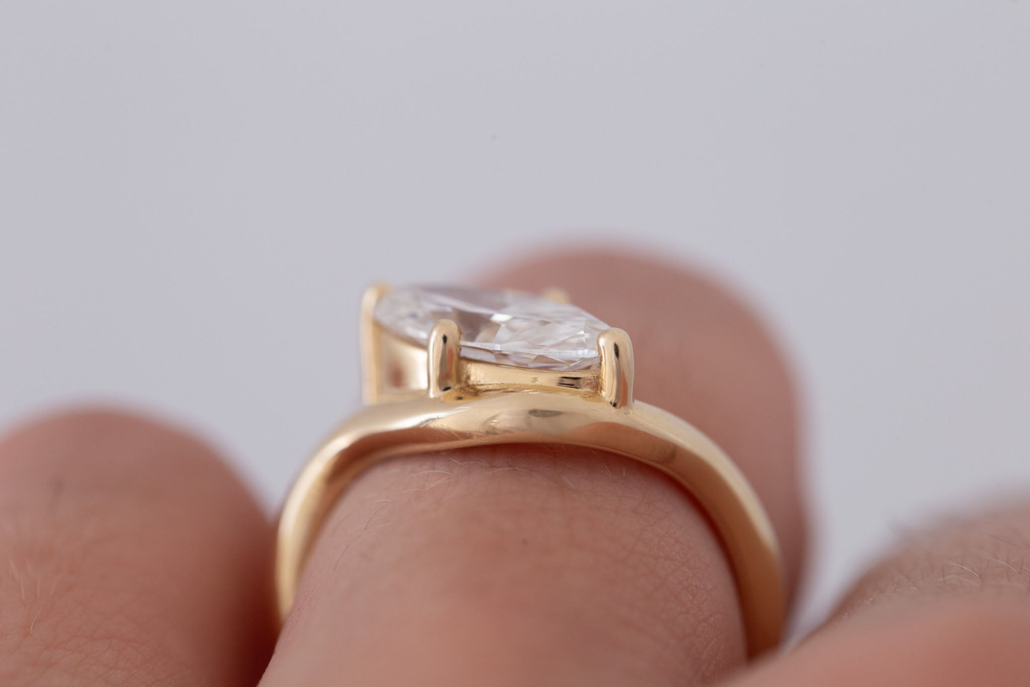 Townes Ring | Lab Moval Cut Diamond Solitaire Curved Band Engagement Ring + Wedding Band Set 1.90 ct | 14k Recycled Gold | One of a Kind