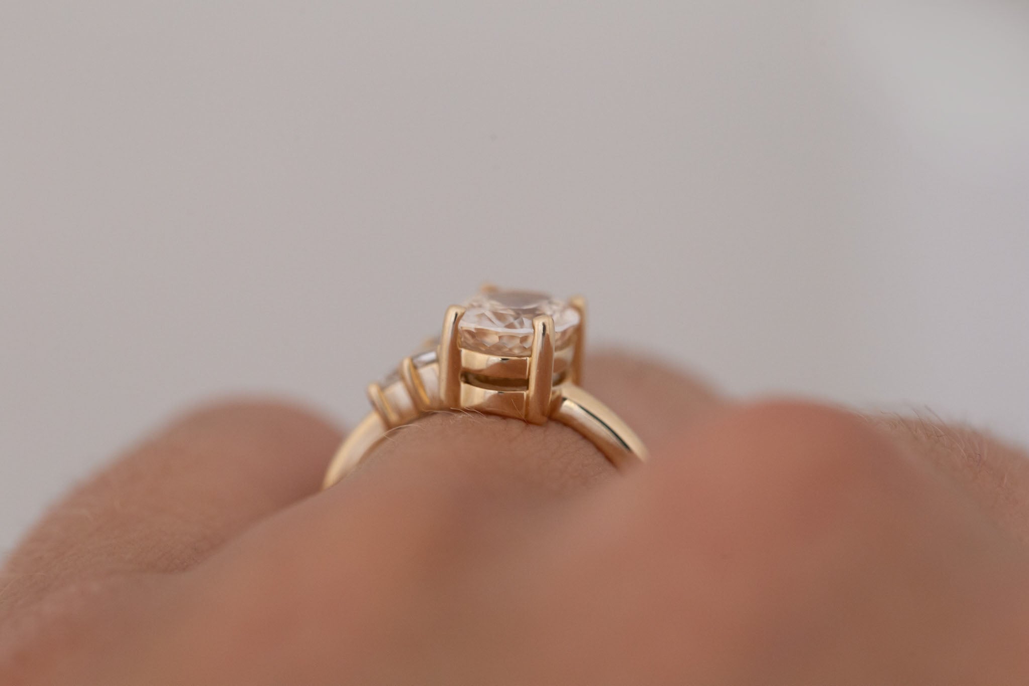 Freya Ring | Apricot Sapphire + Diamond Cluster Engagement Ring 1.96 ct | 14k Recycled Gold | One of a Kind