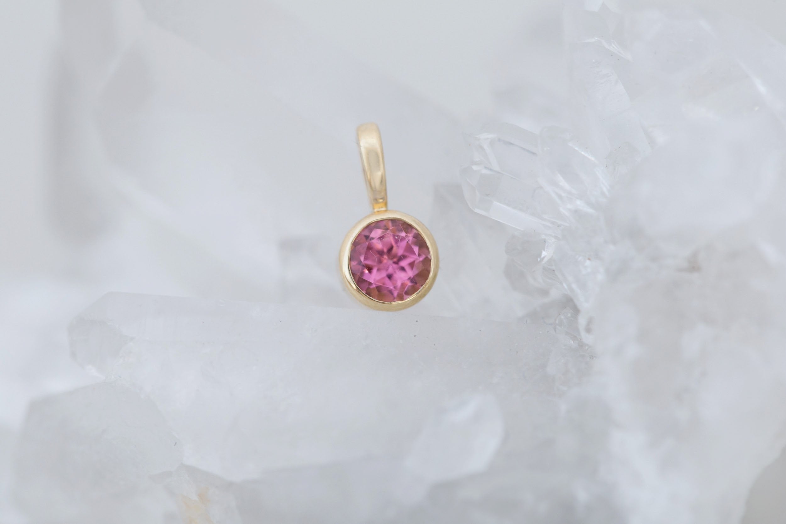 ★ROSEMONT★ 14K necklace (October birthstone) RS1315 Pink Tourmaline Pendant | The Birthstone Collection