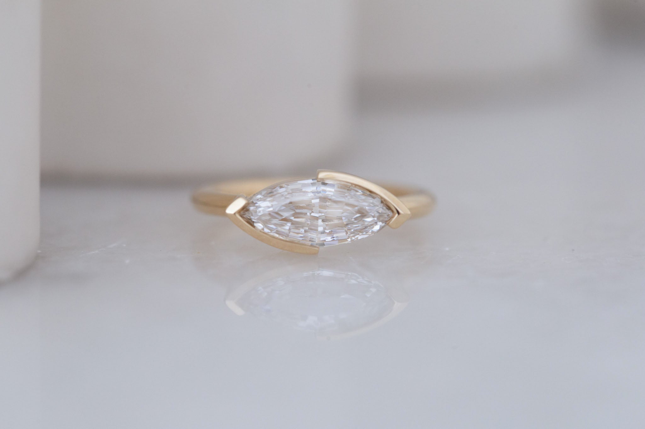 Varda Ring | Lab Marquise Diamond Engagement Ring 2.01 ct | 14k Recycled Gold | One of a Kind