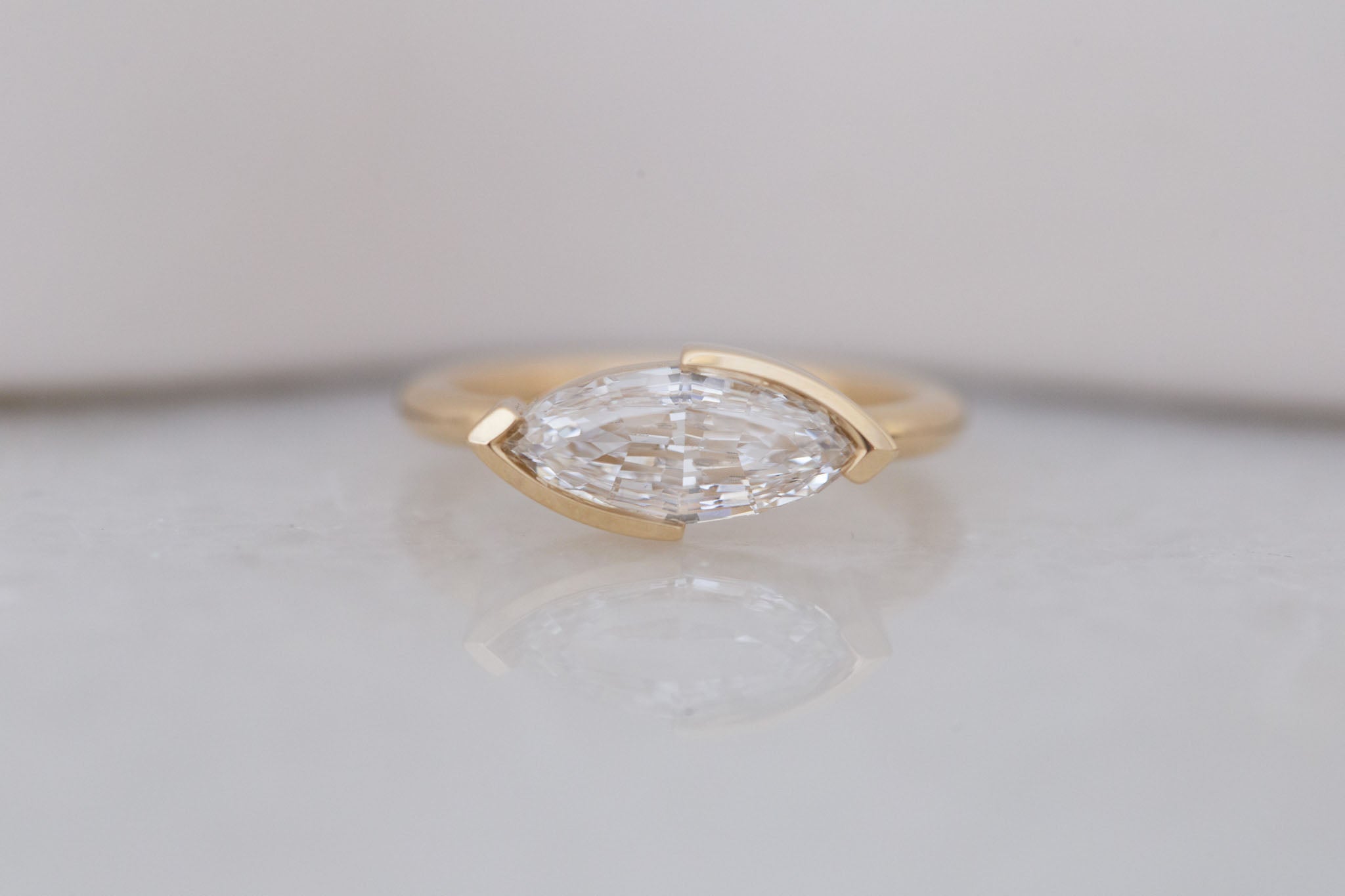 Varda Ring | Lab Marquise Diamond Engagement Ring 2.01 ct | 14k Recycled Gold | One of a Kind