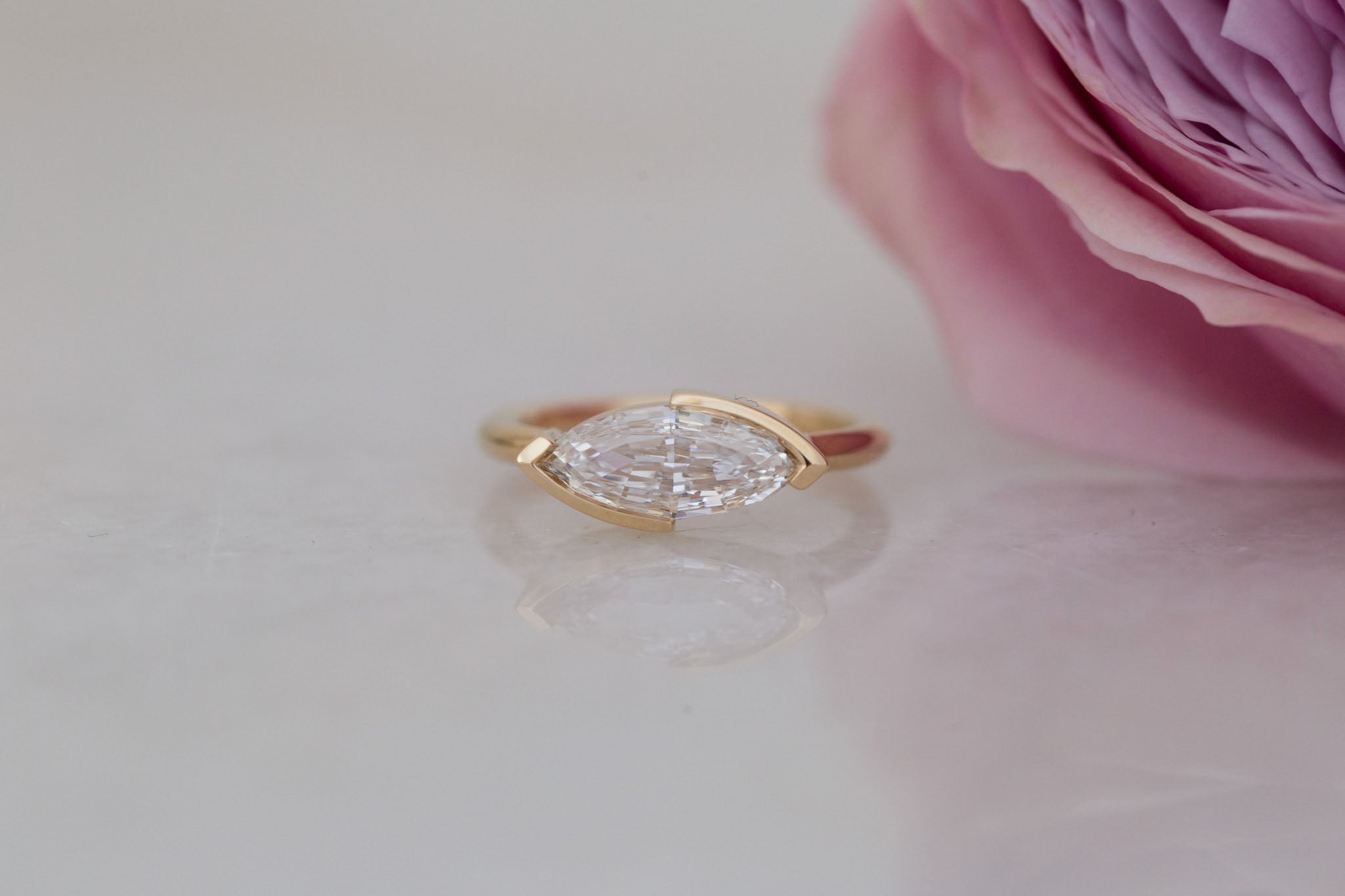 Varda Ring | Lab Marquise Diamond Engagement Ring 2.01 ct | 14k Recycled Gold | One of a Kind