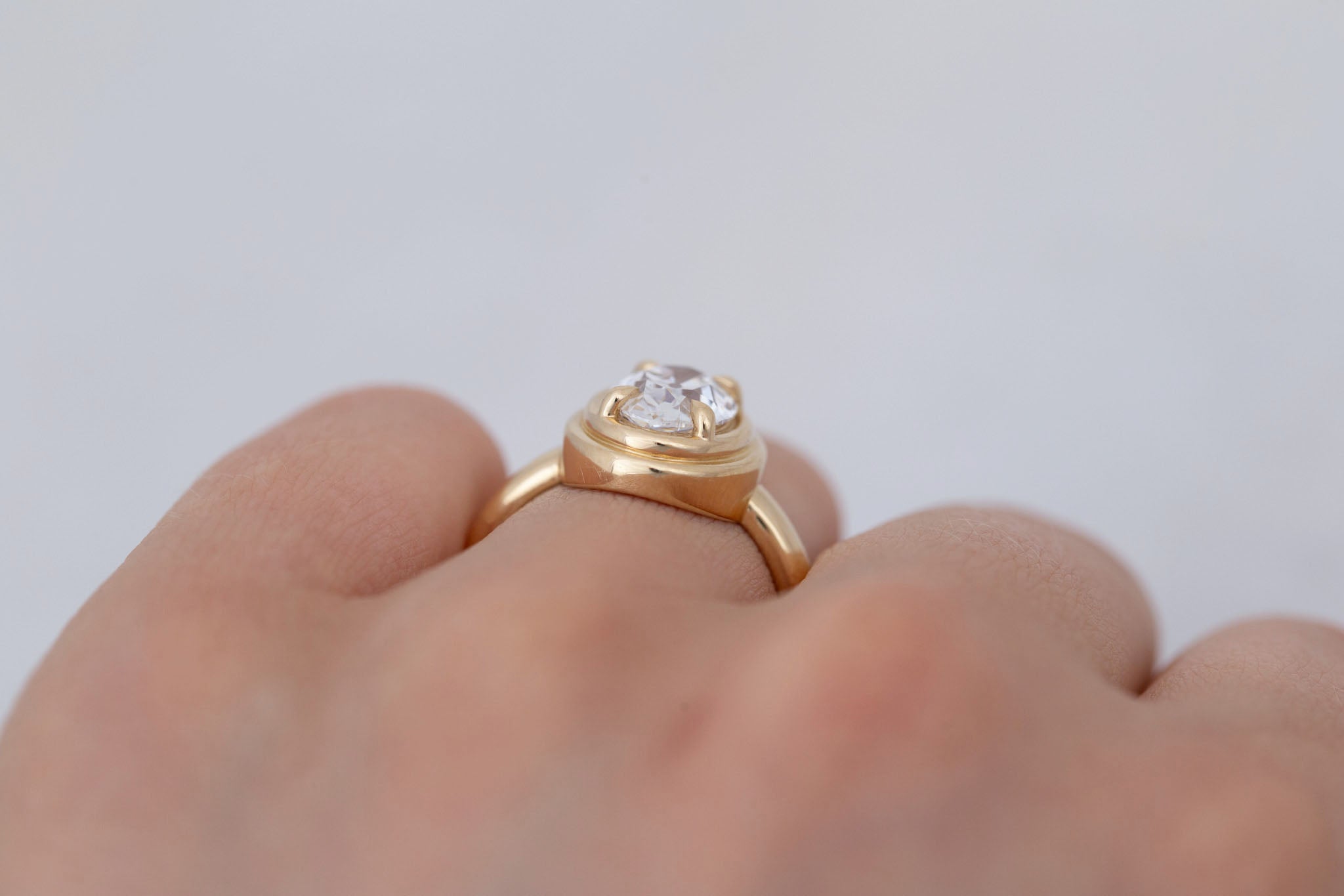 Drew Ring | Lab Antique Oval Diamond Solitaire Engagement Ring 2.04 ct | 14k Recycled Gold | One of a Kind