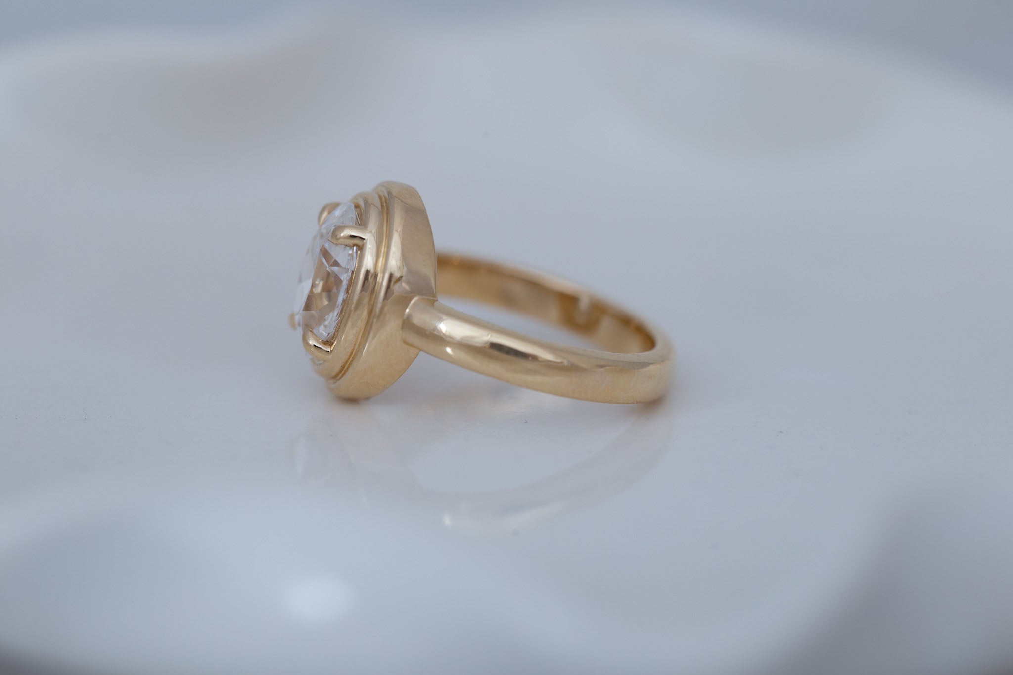 Drew Ring | Lab Antique Oval Diamond Solitaire Engagement Ring 2.04 ct | 14k Recycled Gold | One of a Kind