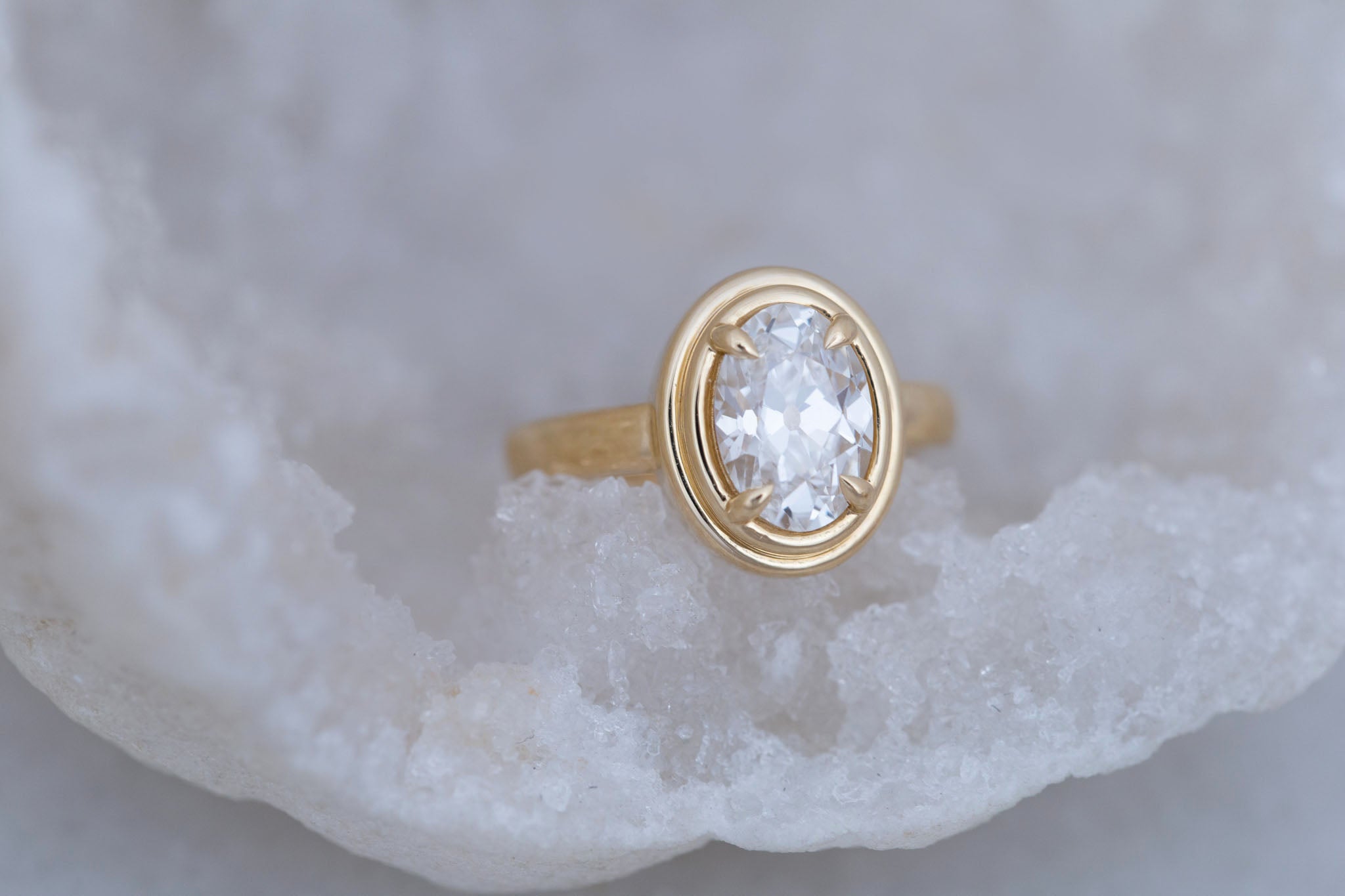 Drew Ring | Lab Antique Oval Diamond Solitaire Engagement Ring 2.04 ct | 14k Recycled Gold | One of a Kind